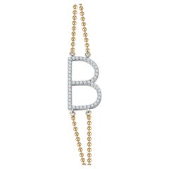 Diamantbesetztes Armband mit B-Initiale 14K Gold Anhänger