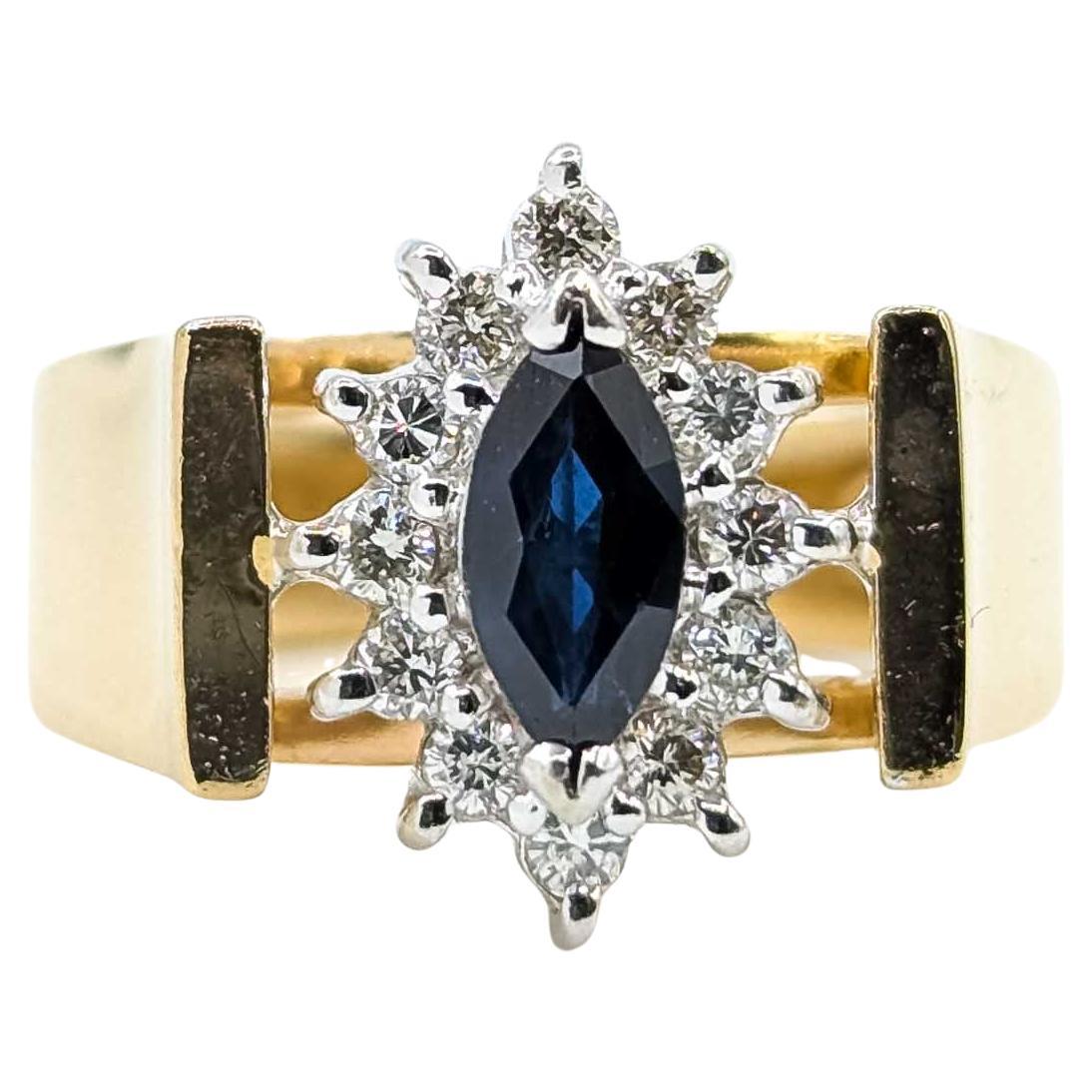 Dazzling Sapphire and Diamond Ring in 14k Yellow Gold Halo
