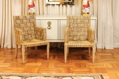 Dazzling Set of 12 Jean-Michel Frank Inspired Cane Armchairs by John Hutton