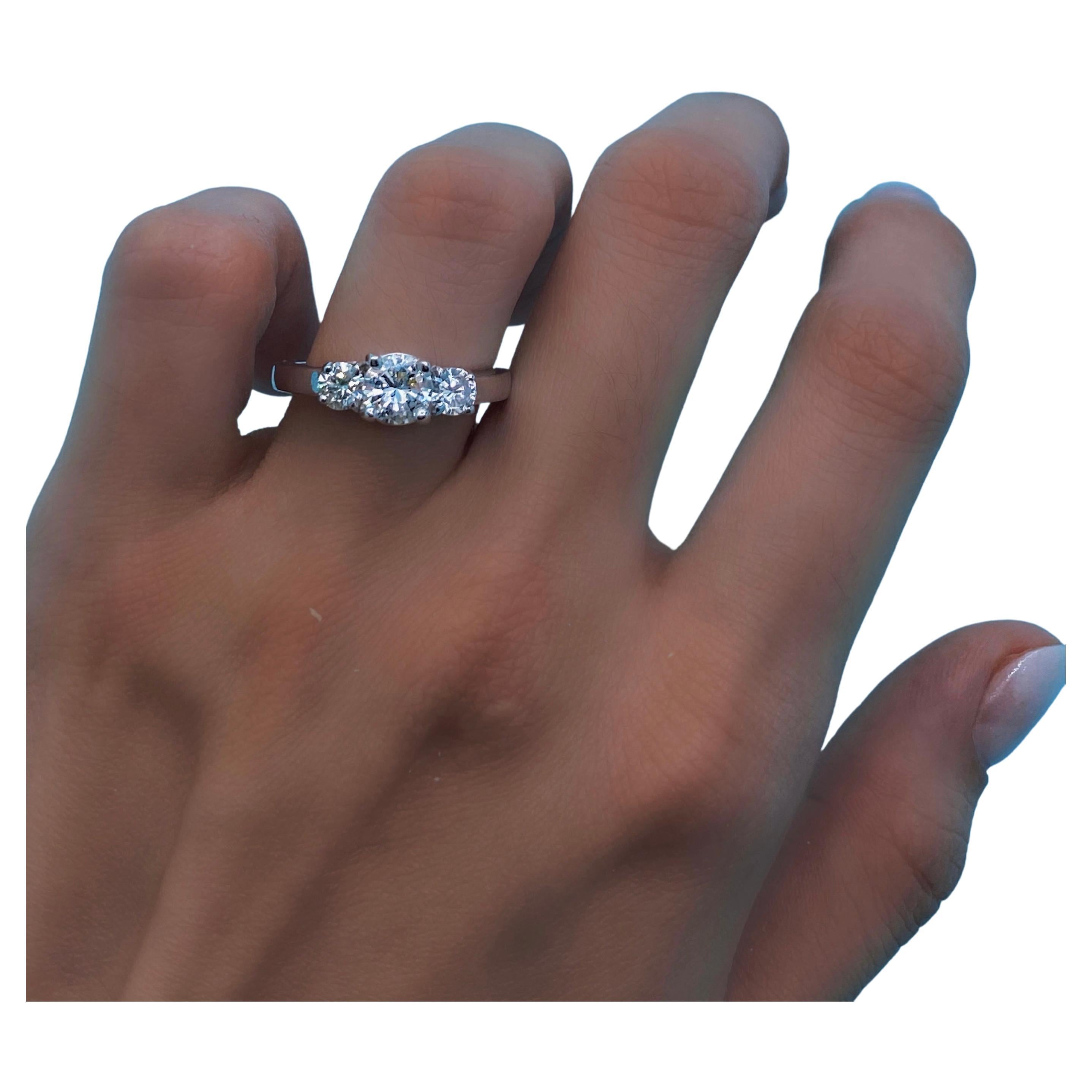 Customizable Platinum AGI Certified ThreeStone Engagement Ring