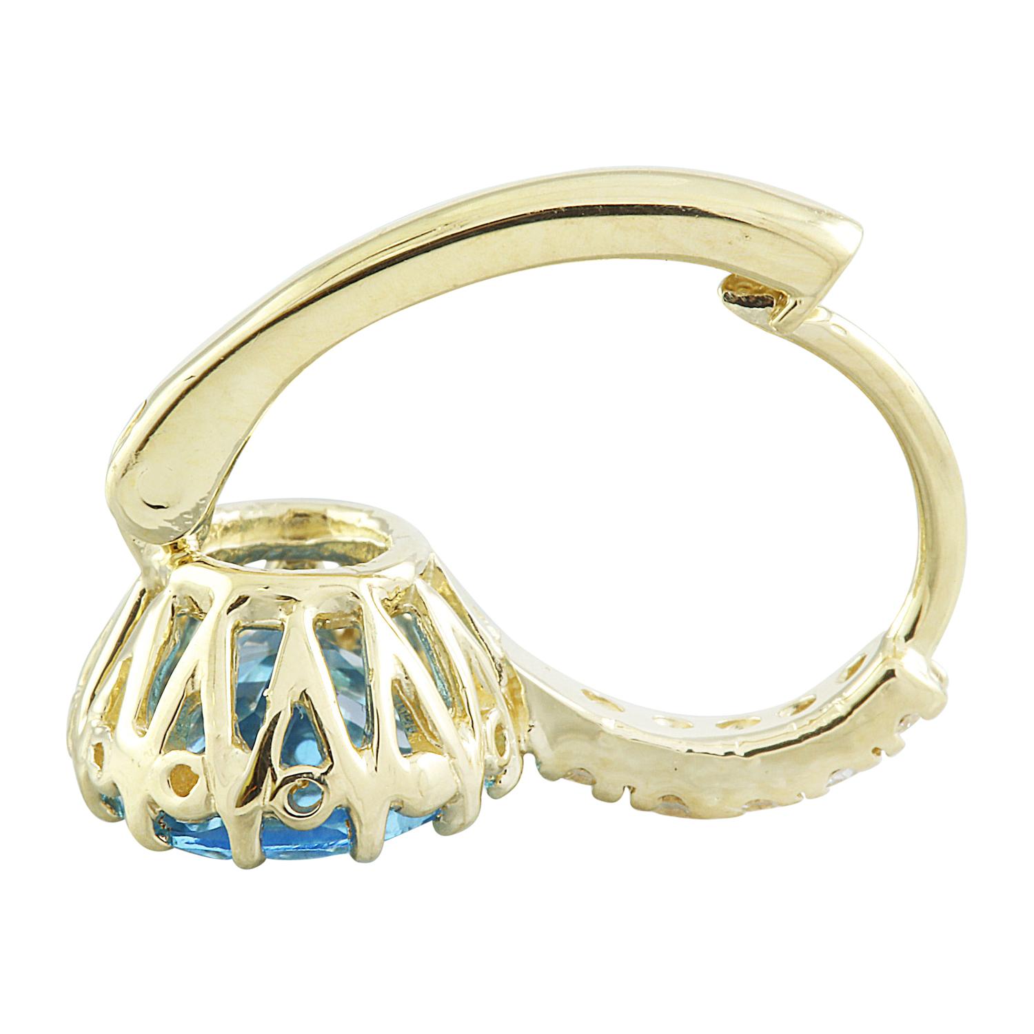 Modern Dazzling Topaz Diamond Earrings: Luxurious Elegance in 14K Solid Yellow Gold For Sale