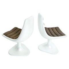 Dazzling White Atomic Fiberglass Side Chair Set Eero Saarinen Style 1970s Mexico