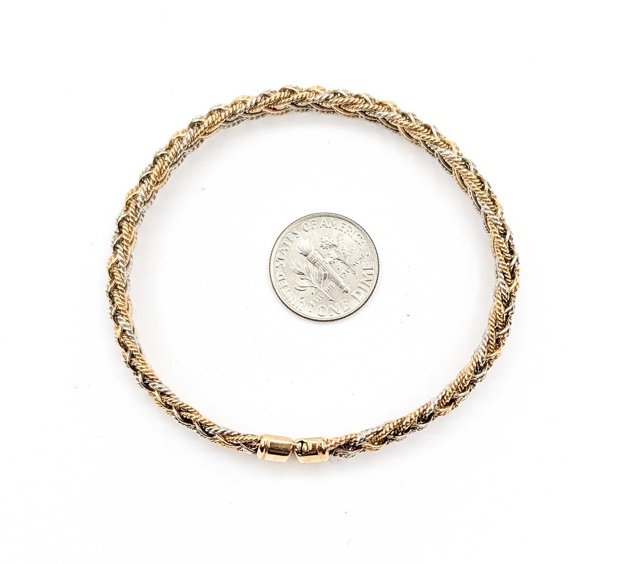 Dazzling Woven Bracelet in 14k Tri-Color Gold For Sale 4