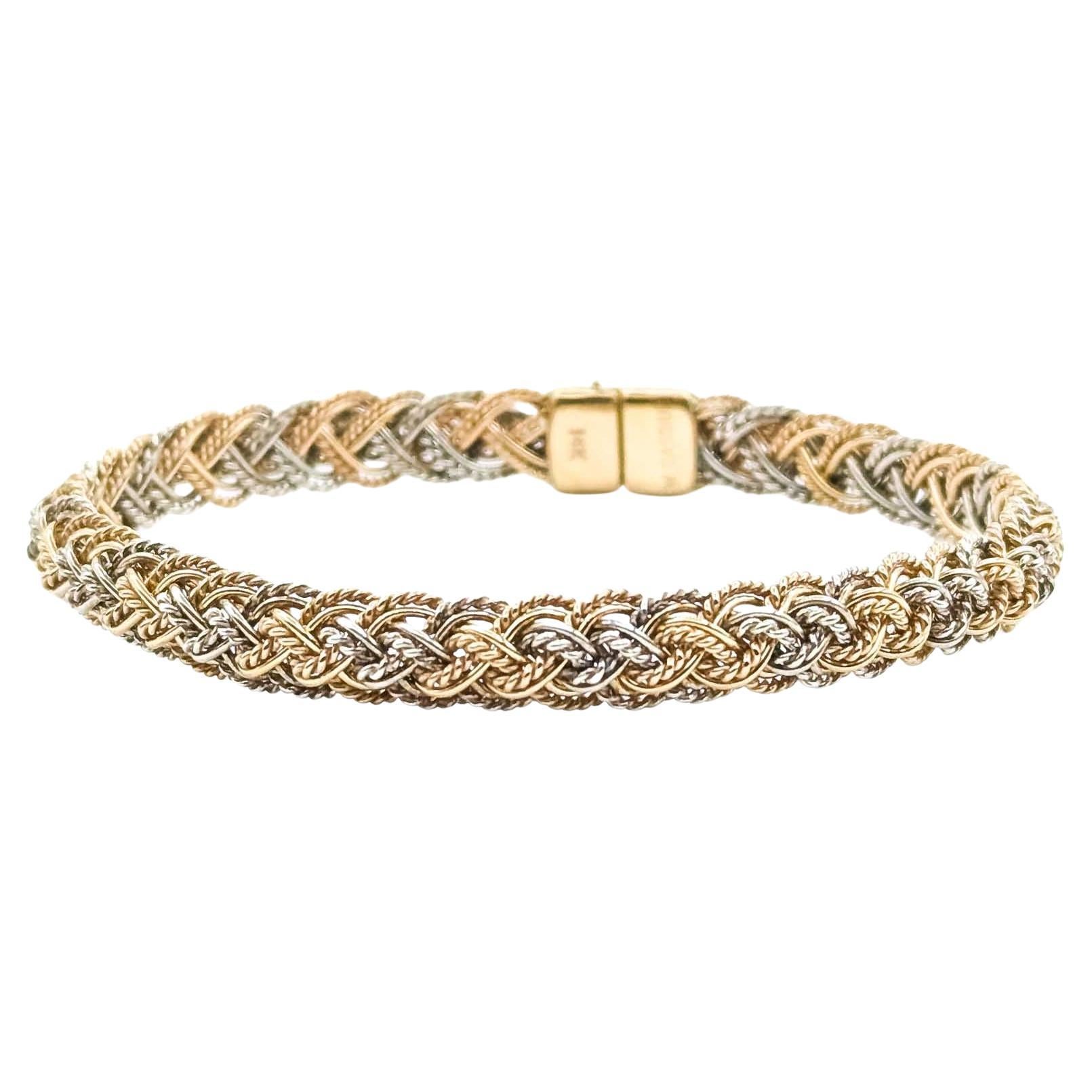 Dazzling Woven Bracelet in 14k Tri-Color Gold