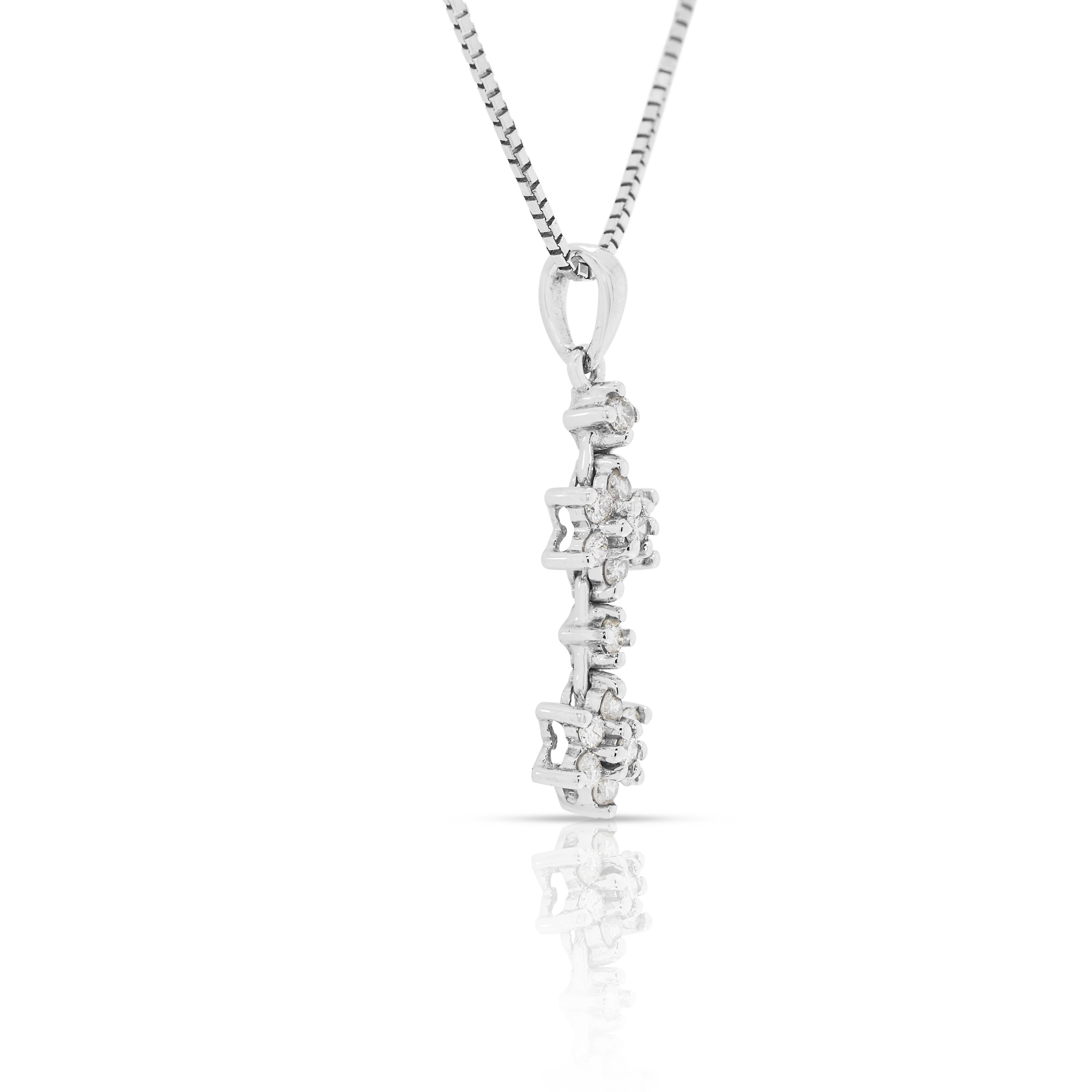 Collana con diamanti naturali da 0,24 carati in oro bianco 18K In condizioni ottime in vendita a רמת גן, IL