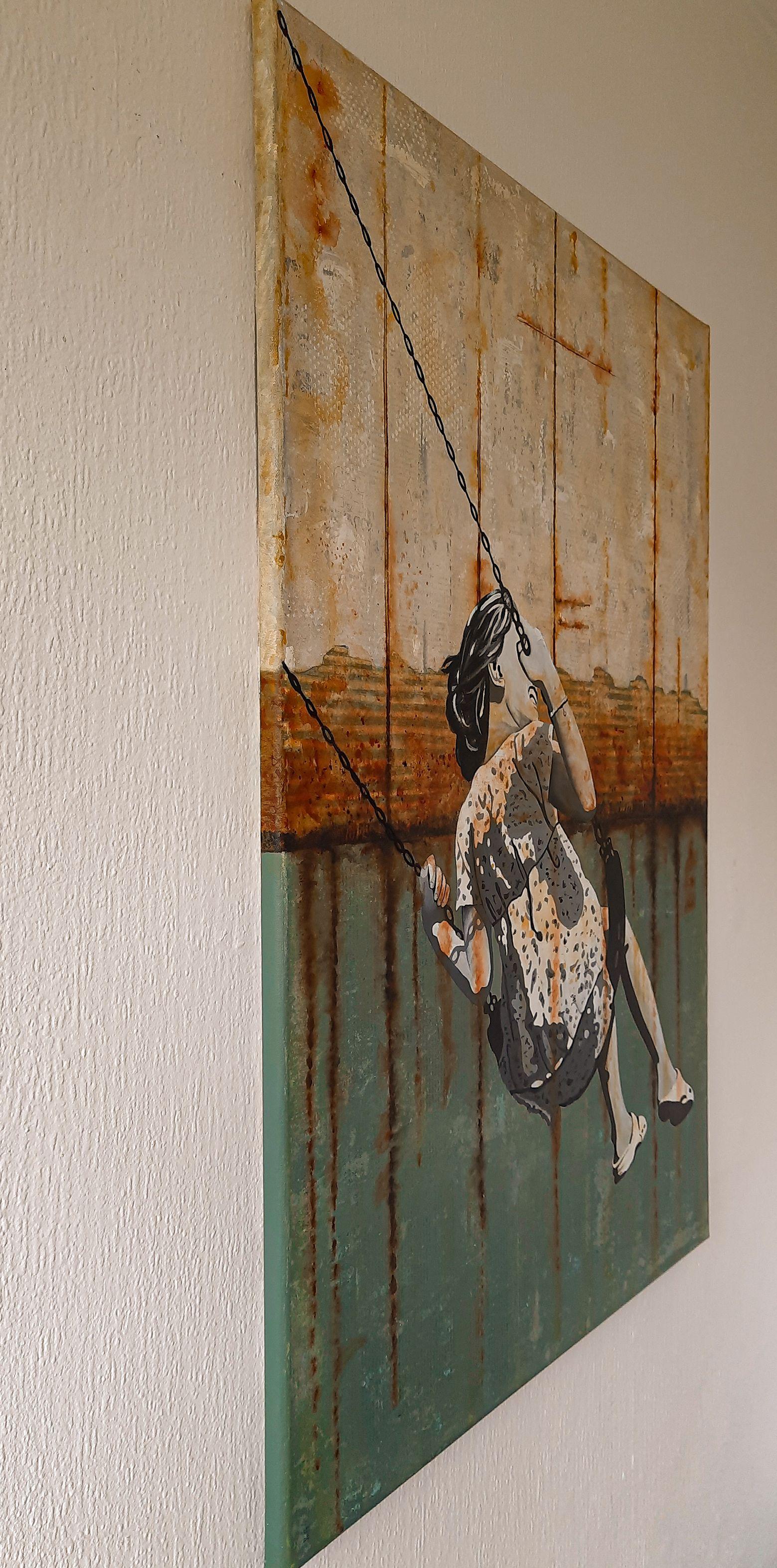 A TENDER AGE, Mixed Media on Canvas - Street Art Mixed Media Art by db Waterman