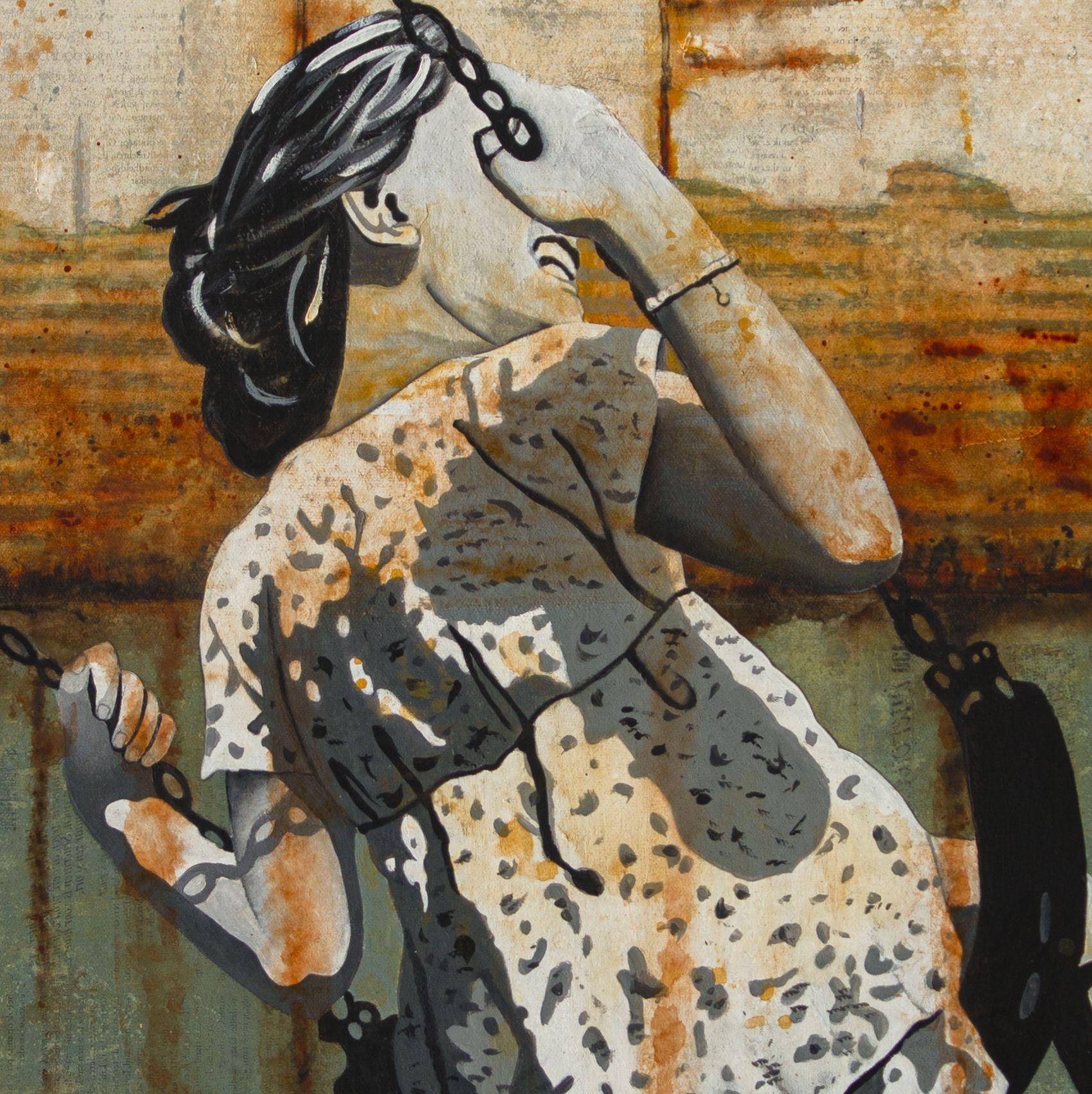 A TENDER AGE, Mixed Media on Canvas For Sale 1