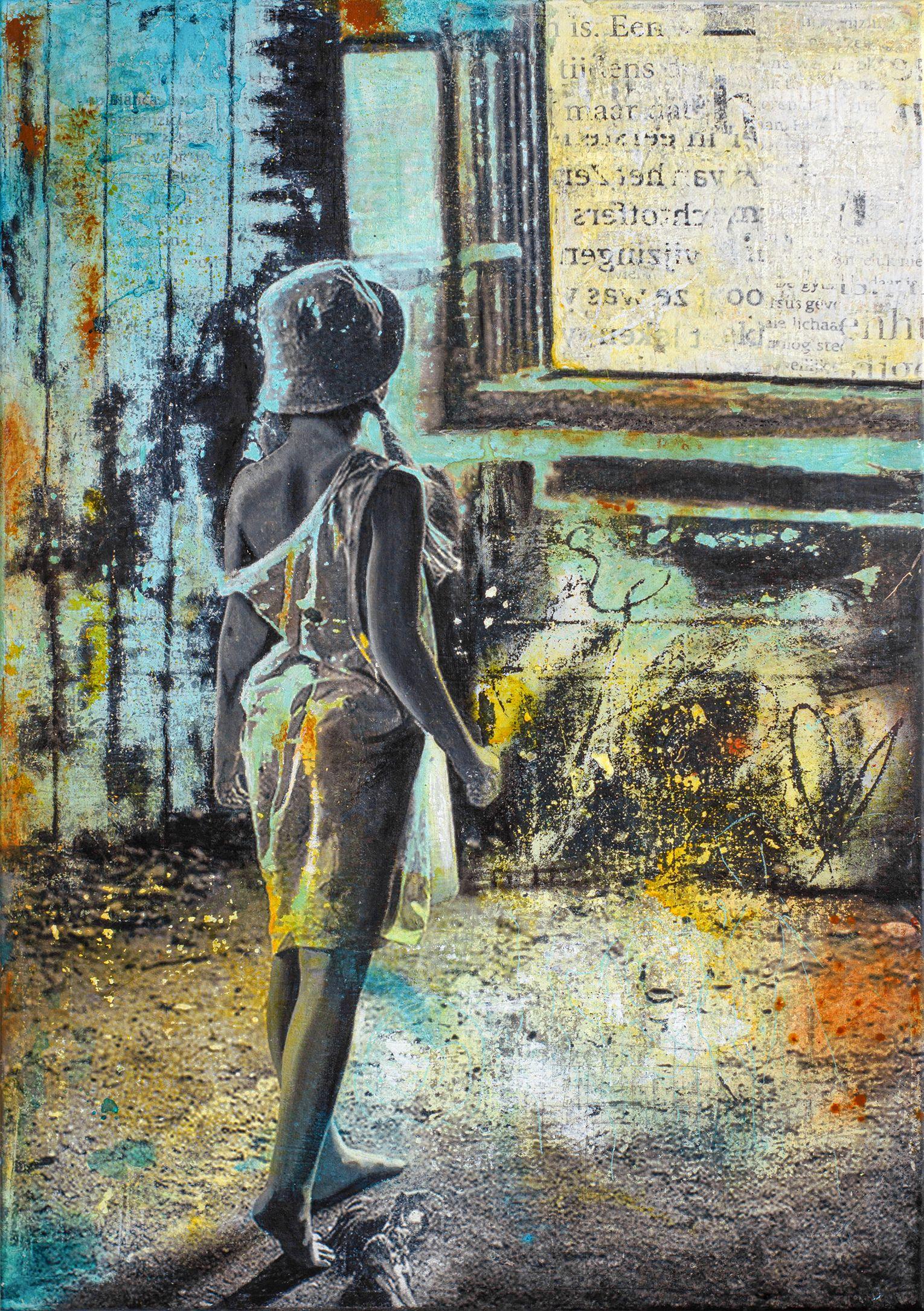 READY FOR THE NEXT STEP, Mixed Media on Canvas - Mixed Media Art by db Waterman