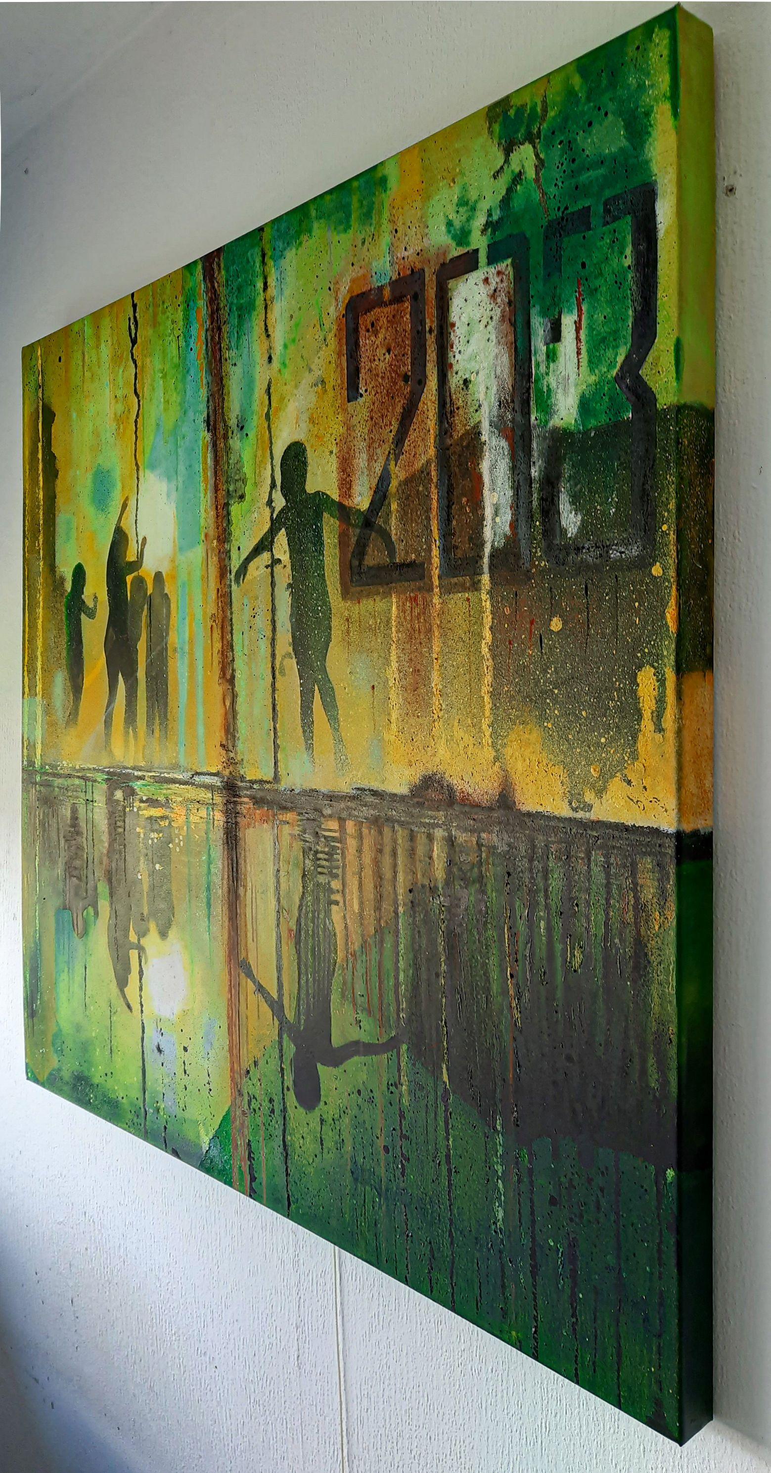SWELTERING SUN, Mixed Media on Canvas - Contemporary Mixed Media Art by db Waterman
