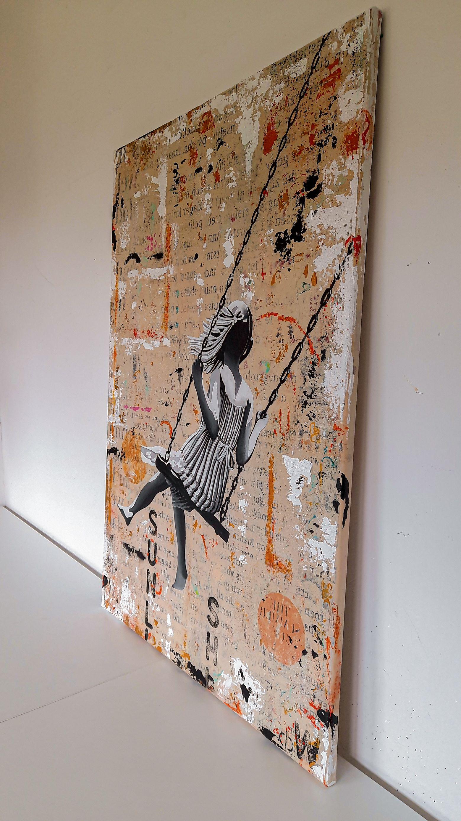 SWING OF DREAMS, Mixed Media on Canvas - Street Art Mixed Media Art by db Waterman