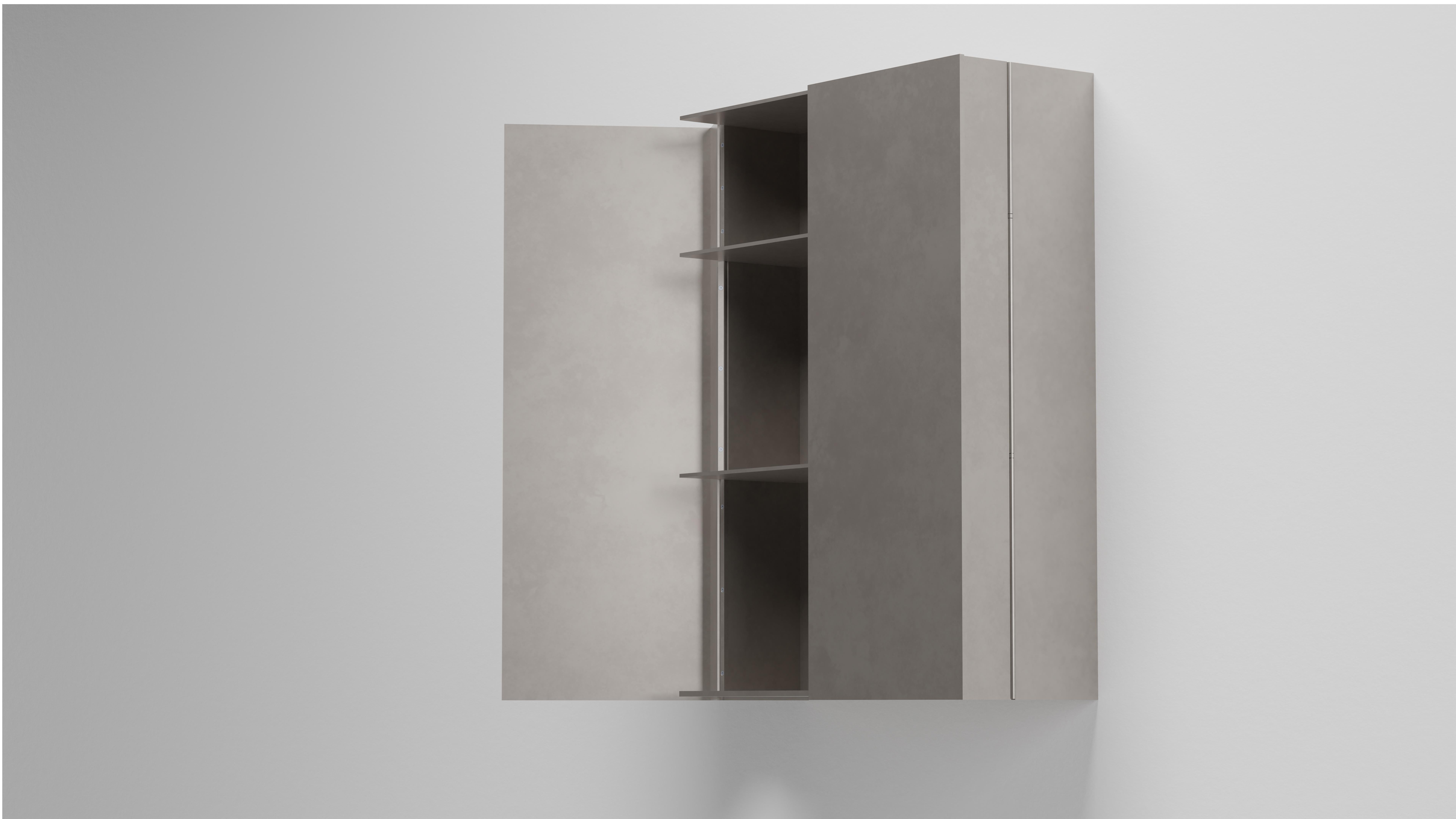 Minimalist DC Bar Cabinet Shelf in Waxed Aluminum Plate by Jonathan Nesci For Sale