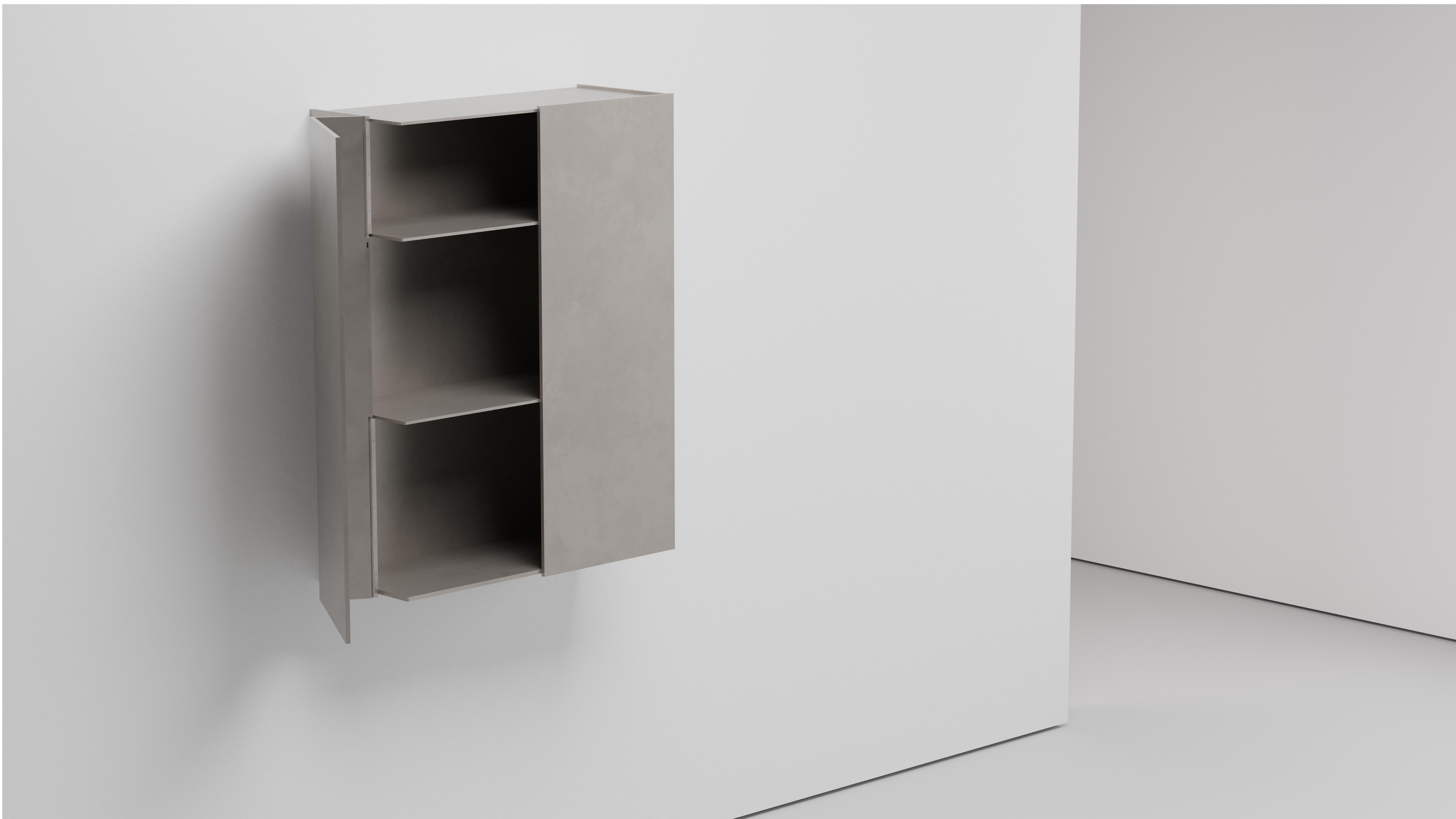 Machine-Made DC Bar Cabinet Shelf in Waxed Aluminum Plate by Jonathan Nesci For Sale