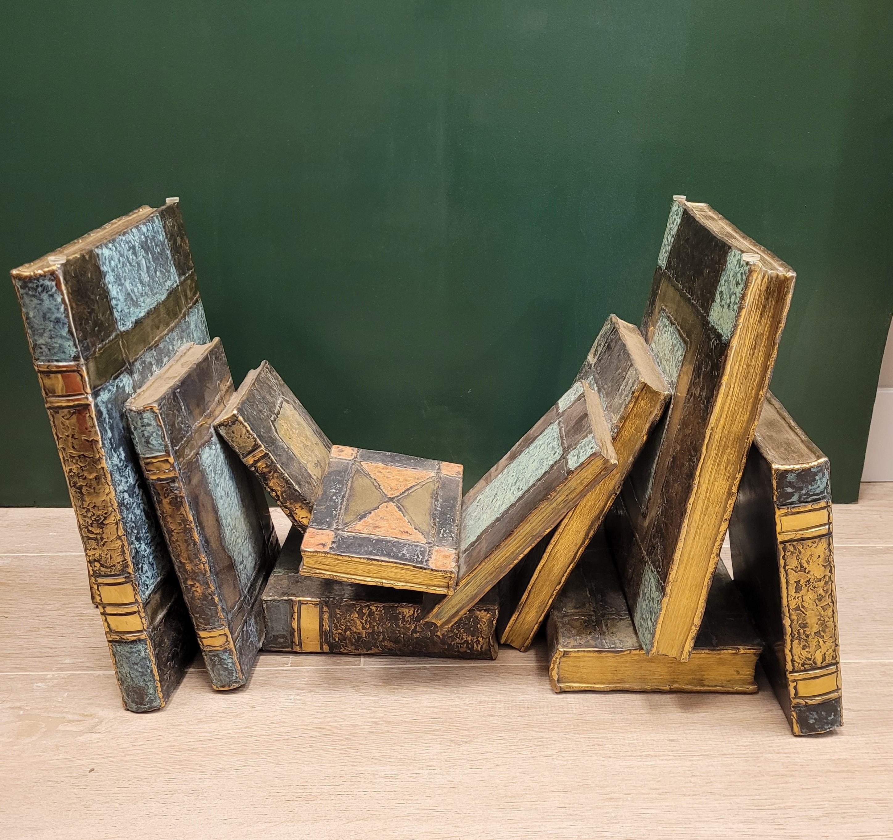 D.Chasain French Bronze books sculpture Coffetable auxiliar table sculpture sign In Good Condition For Sale In Valladolid, ES
