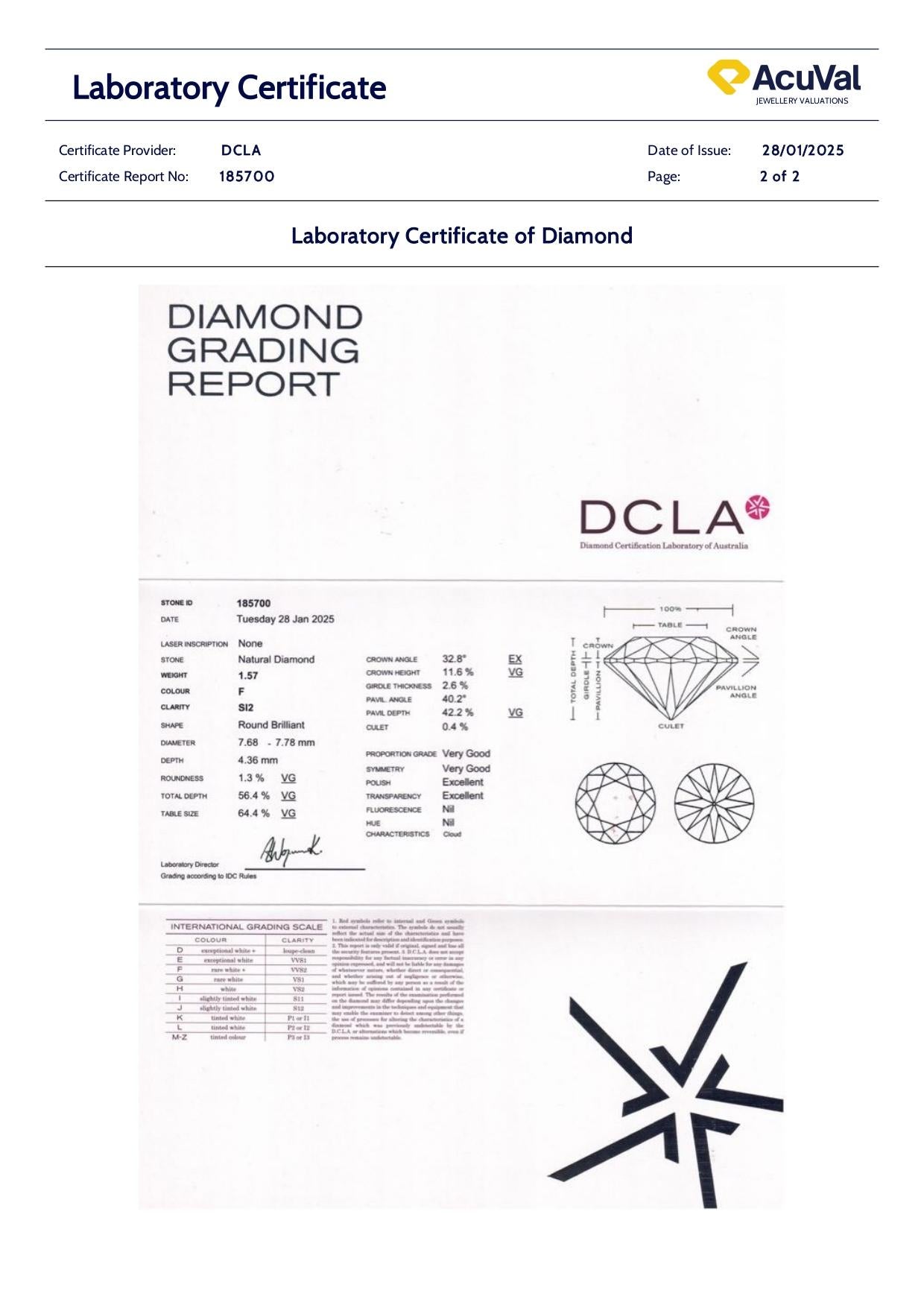 DCLA Anillo de compromiso de diamantes en oro blanco de 18 ct 1,57 ct en venta 4