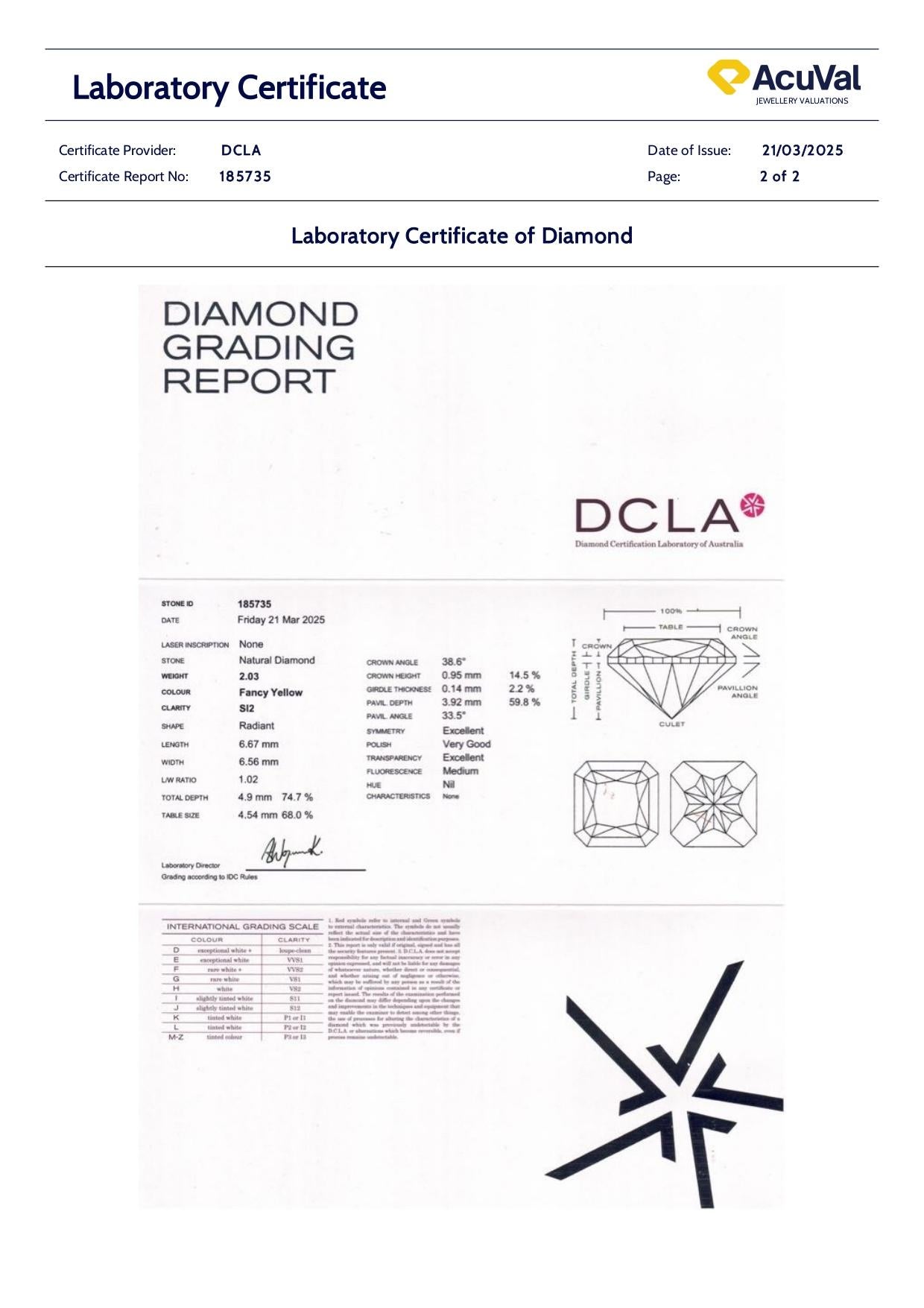 DCLA Bague de fiançailles en or blanc 18 carats avec diamant jaune fantaisie 2,53 carats en vente 6