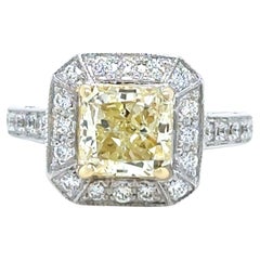 DCLA Verlobungsring aus 18 Karat Weißgold mit 2,53 Karat gelbem Fancy-Diamant