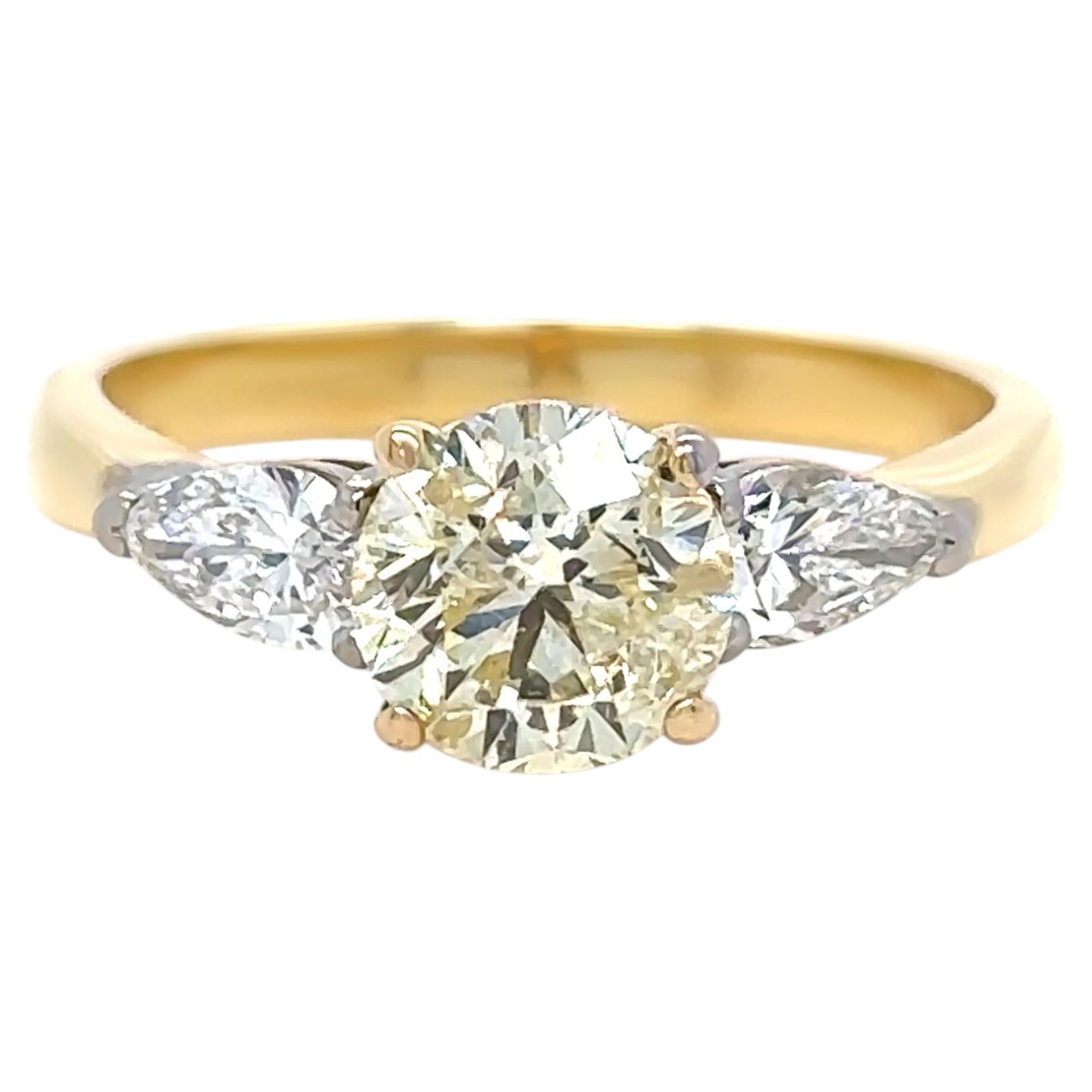 Bague de fiançailles DCLA en or jaune et blanc 18 carats, sertie d'un diamant de 1,79 carat, 3,64 g