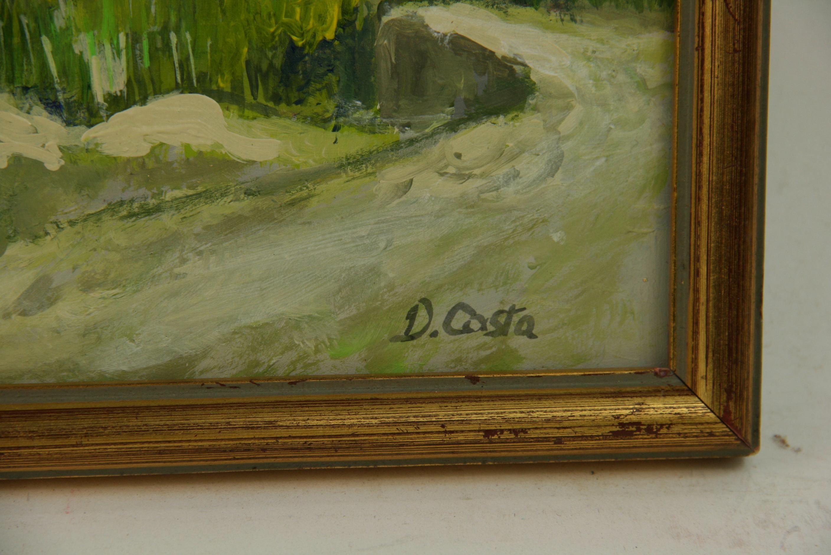 Paesaggio impressionista francese Villaggio abbandonato 1950 - Landscape Painting Marrone di D.Costa