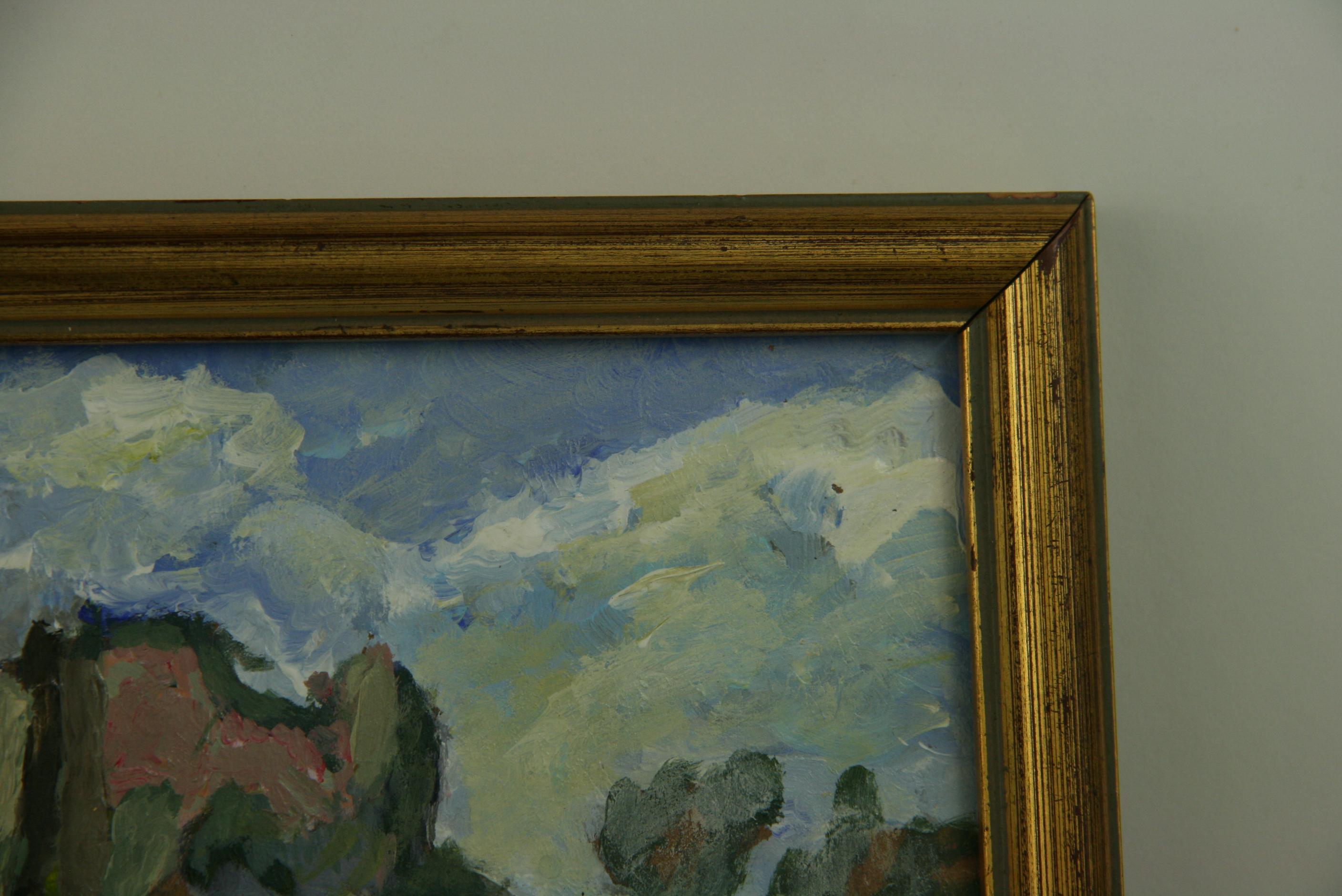 Paesaggio impressionista francese Villaggio abbandonato 1950 in vendita 3