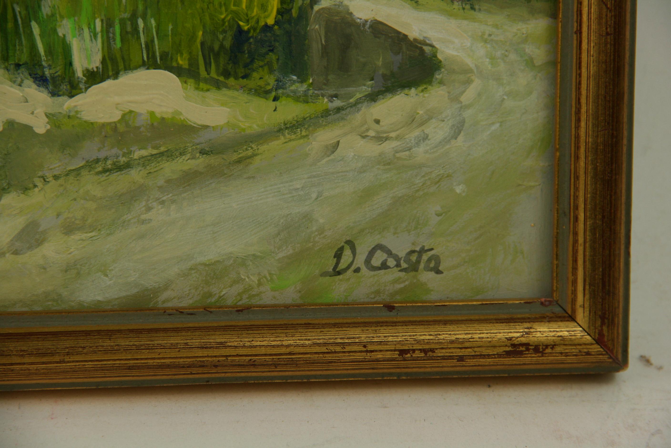 Paesaggio impressionista francese Villaggio abbandonato 1950 in vendita 4