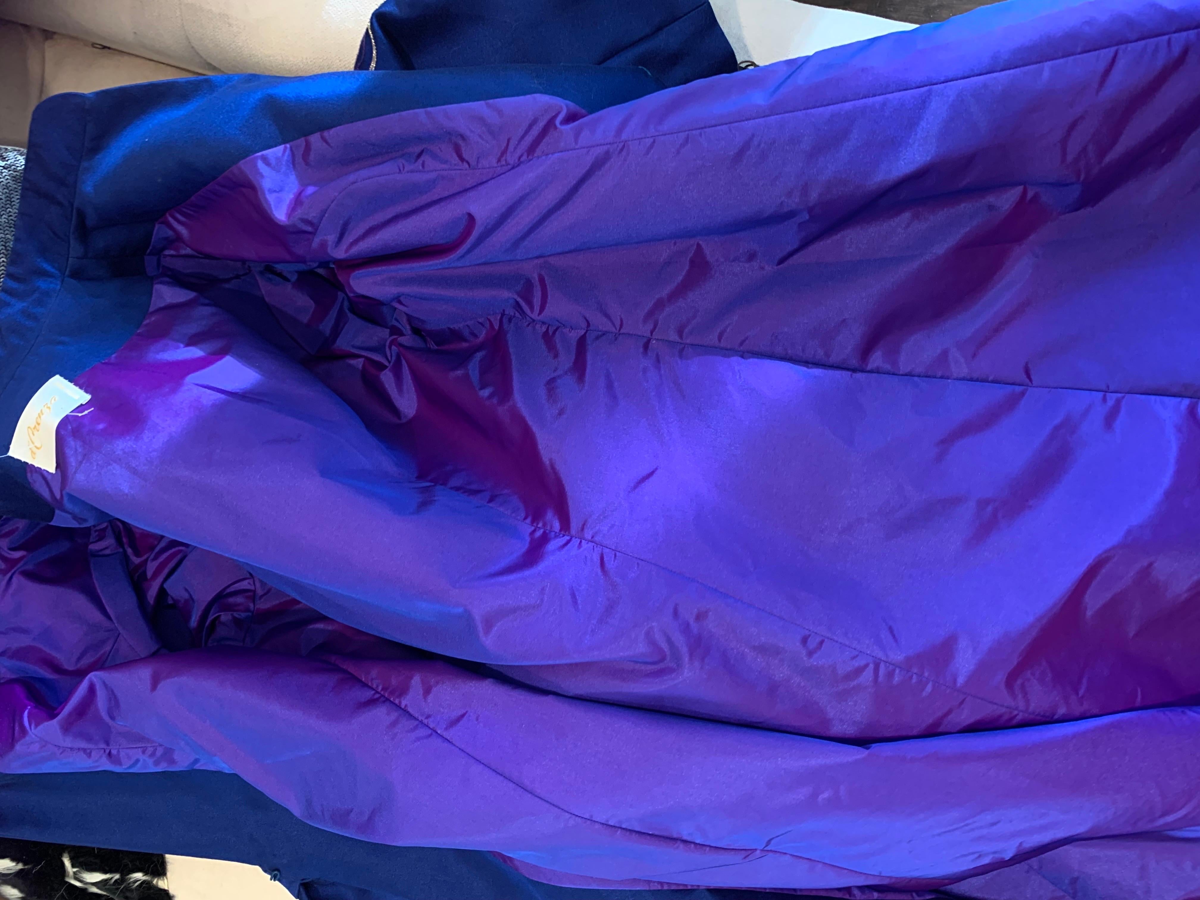 D’Crenza Beverly Hills Royal Blue Sateen Custom Made Evening Coat Plus Size 16 2