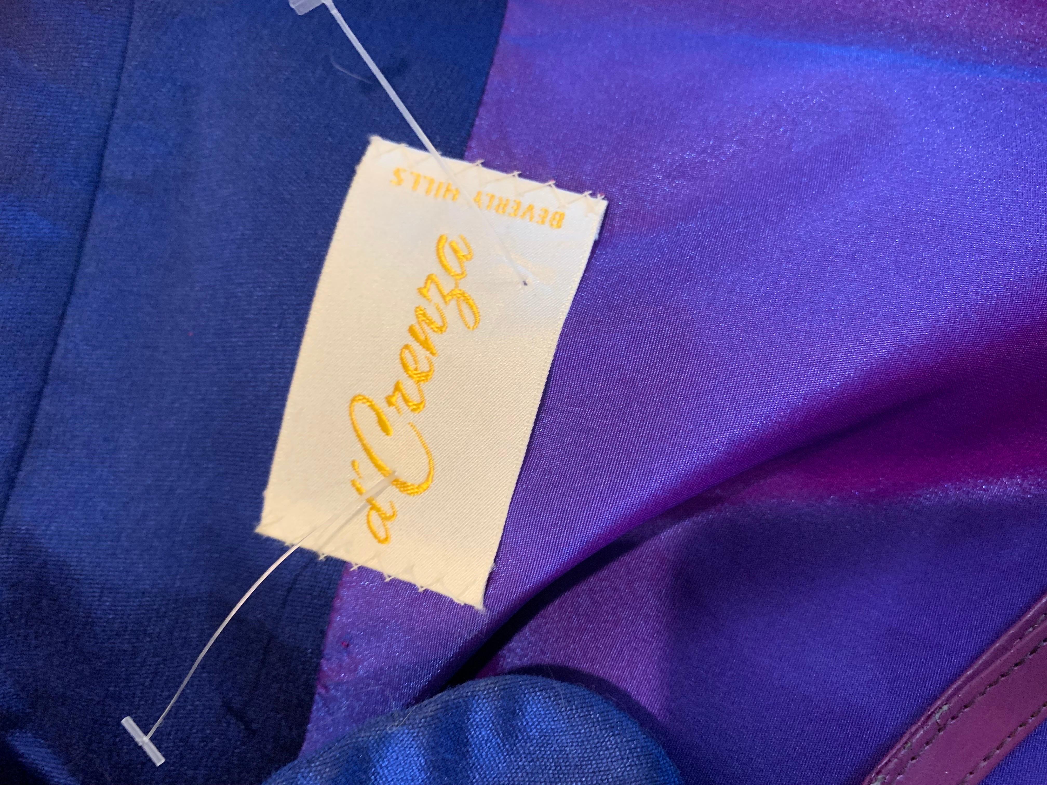 D’Crenza Beverly Hills Royal Blue Sateen Custom Made Evening Coat Plus Size 16 3