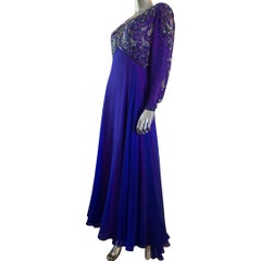 D’Crenza Beverly Hills Vintage Custom Royal Blue Silk Evening Gown Plus Size