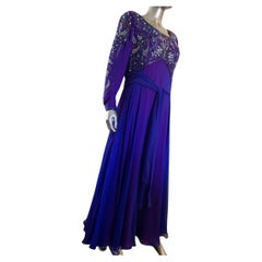 Abito da sera D'Crenza Beverly Hills Vintage su misura in seta blu reale, taglia superiore