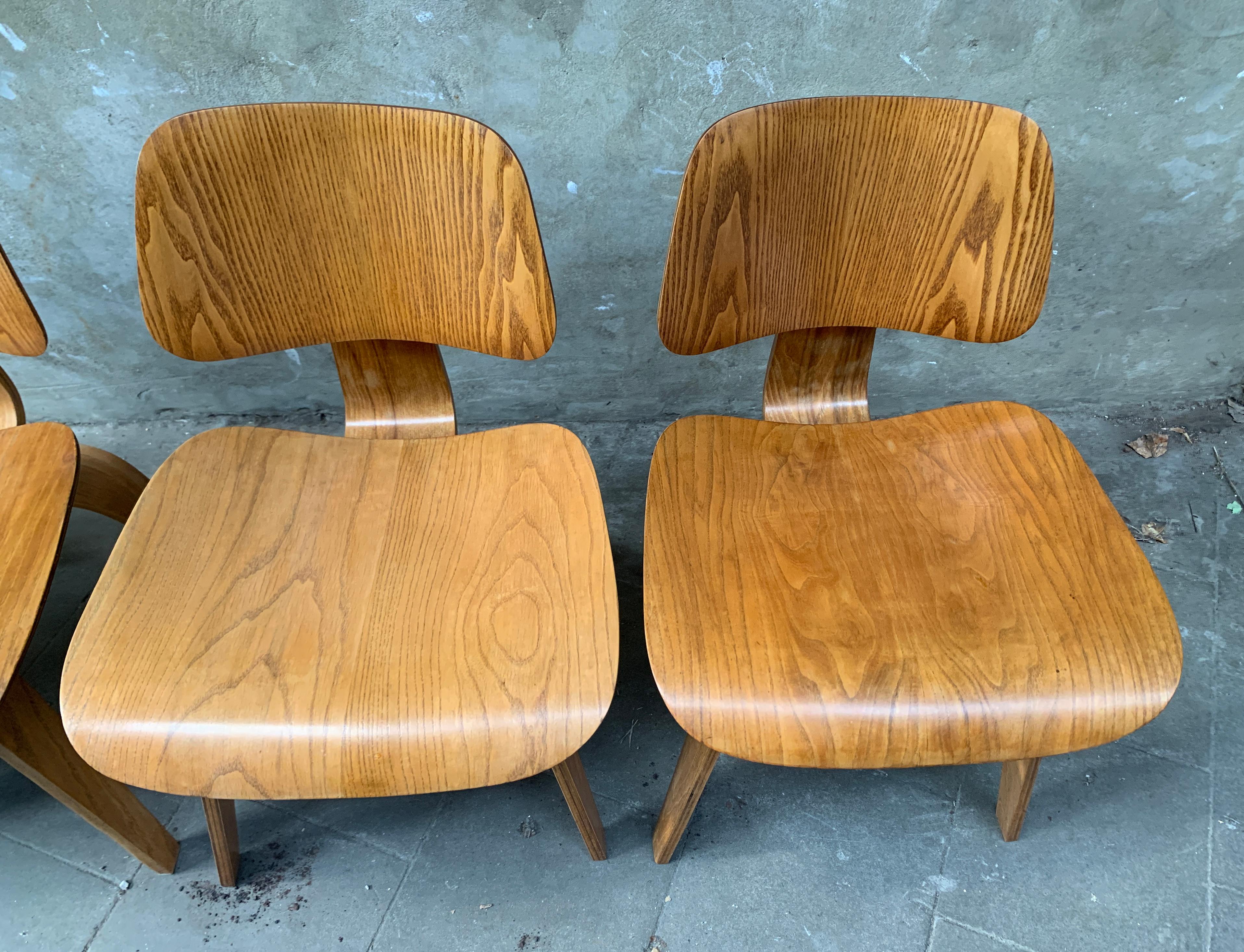 Dcw Dining Chairs Ash by Charles & Ray Eames for Evans / Herman Miller, 1940s For Sale 3