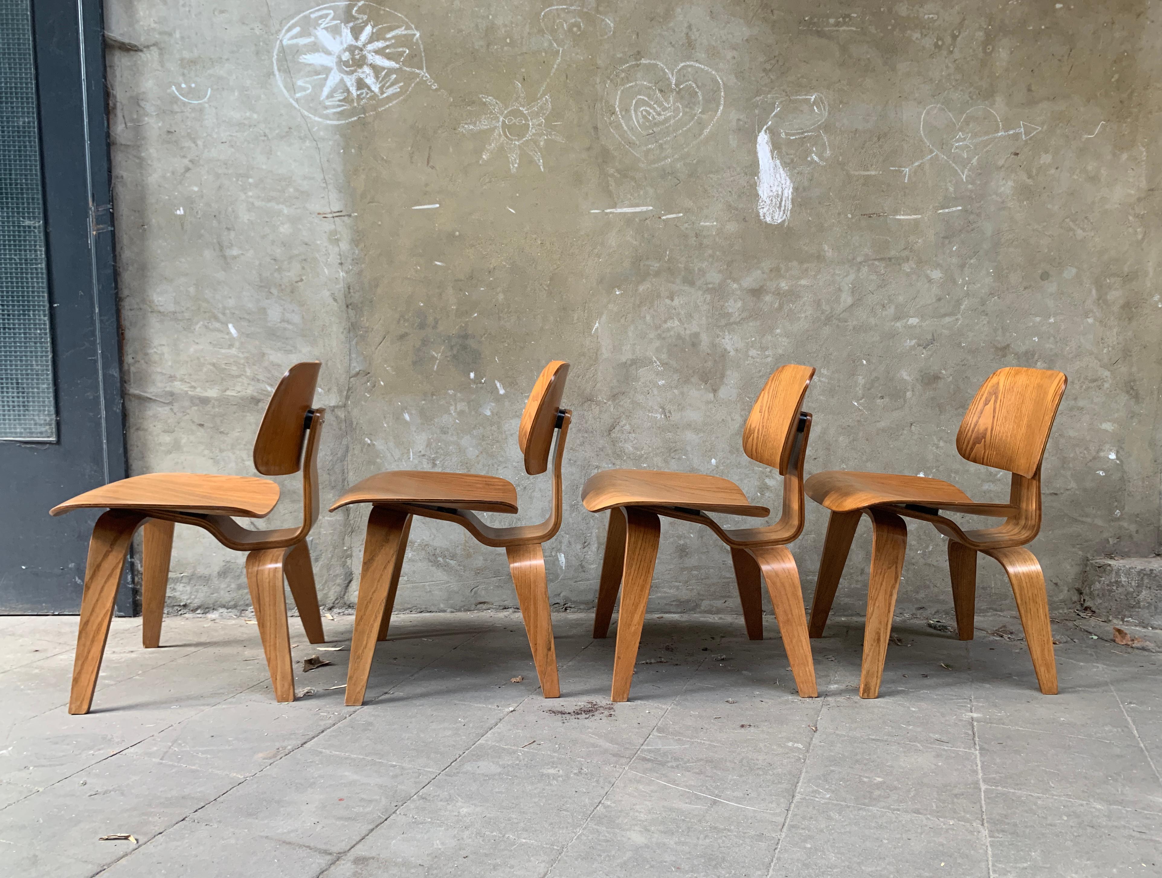 American Dcw Dining Chairs Ash by Charles & Ray Eames for Evans / Herman Miller, 1940s