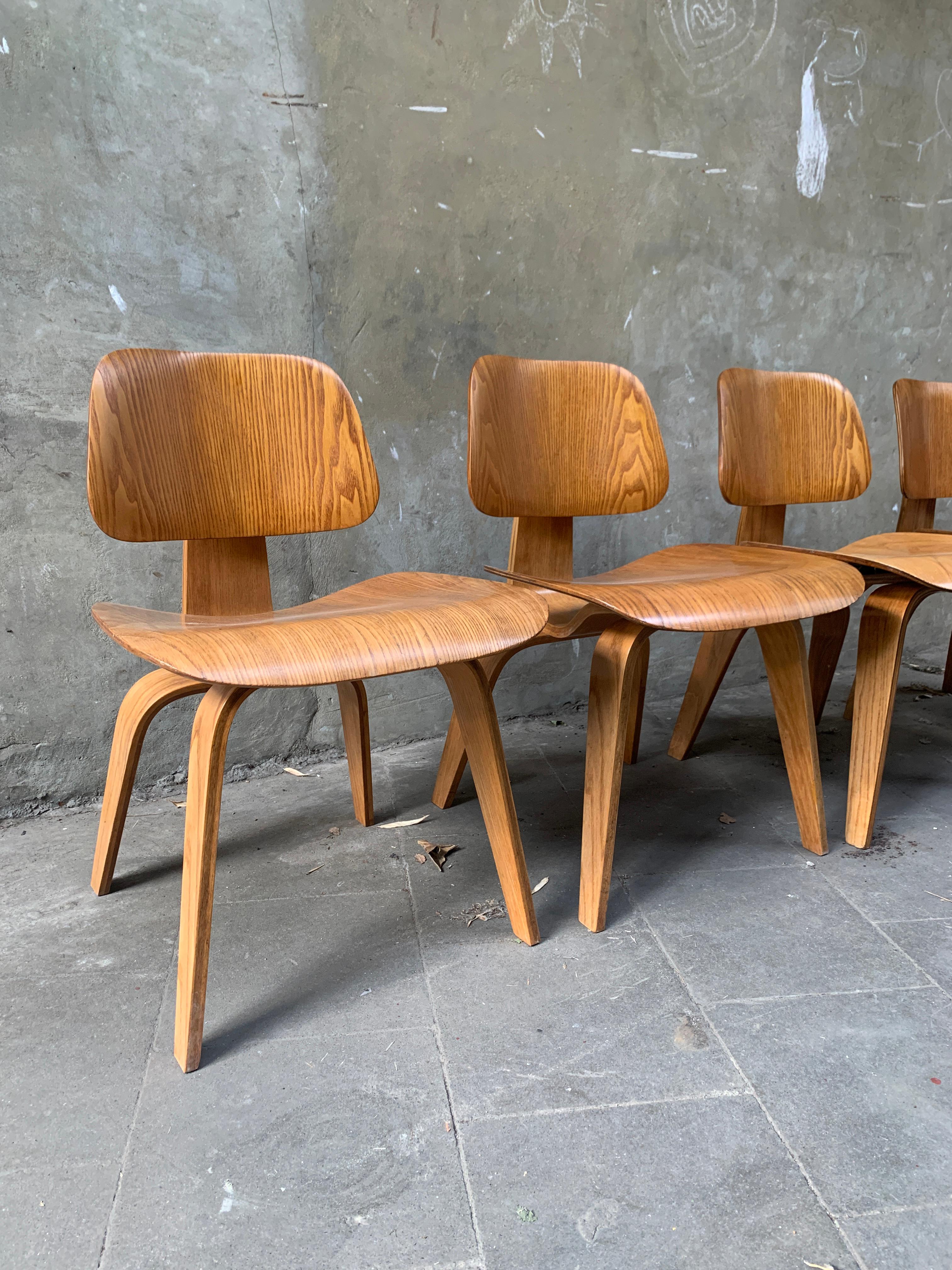 Dcw Dining Chairs Ash by Charles & Ray Eames for Evans / Herman Miller, 1940s For Sale 1