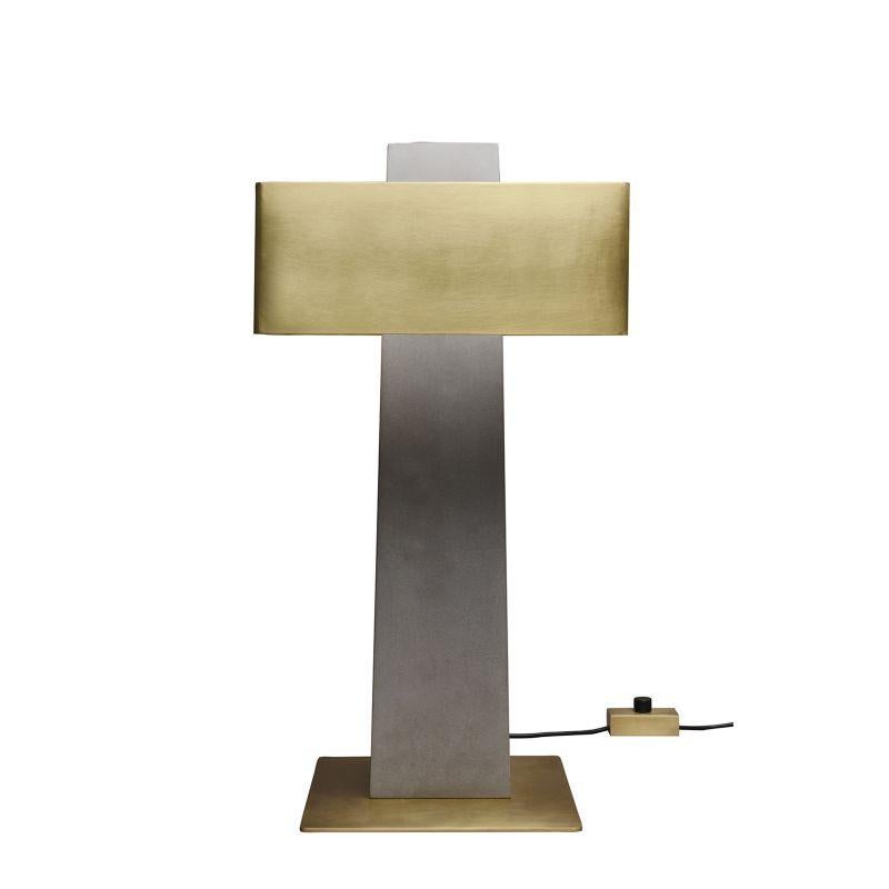 DCW Editions Iota Table Lamp in Gold Concrete & Steel by Clément Cauvet 
 
 Iota Tau Pi, three lamps that borrow their names and shapes from the Greek alphabet. A return to the essentials of language, a timeless dialogue. The object is on the border