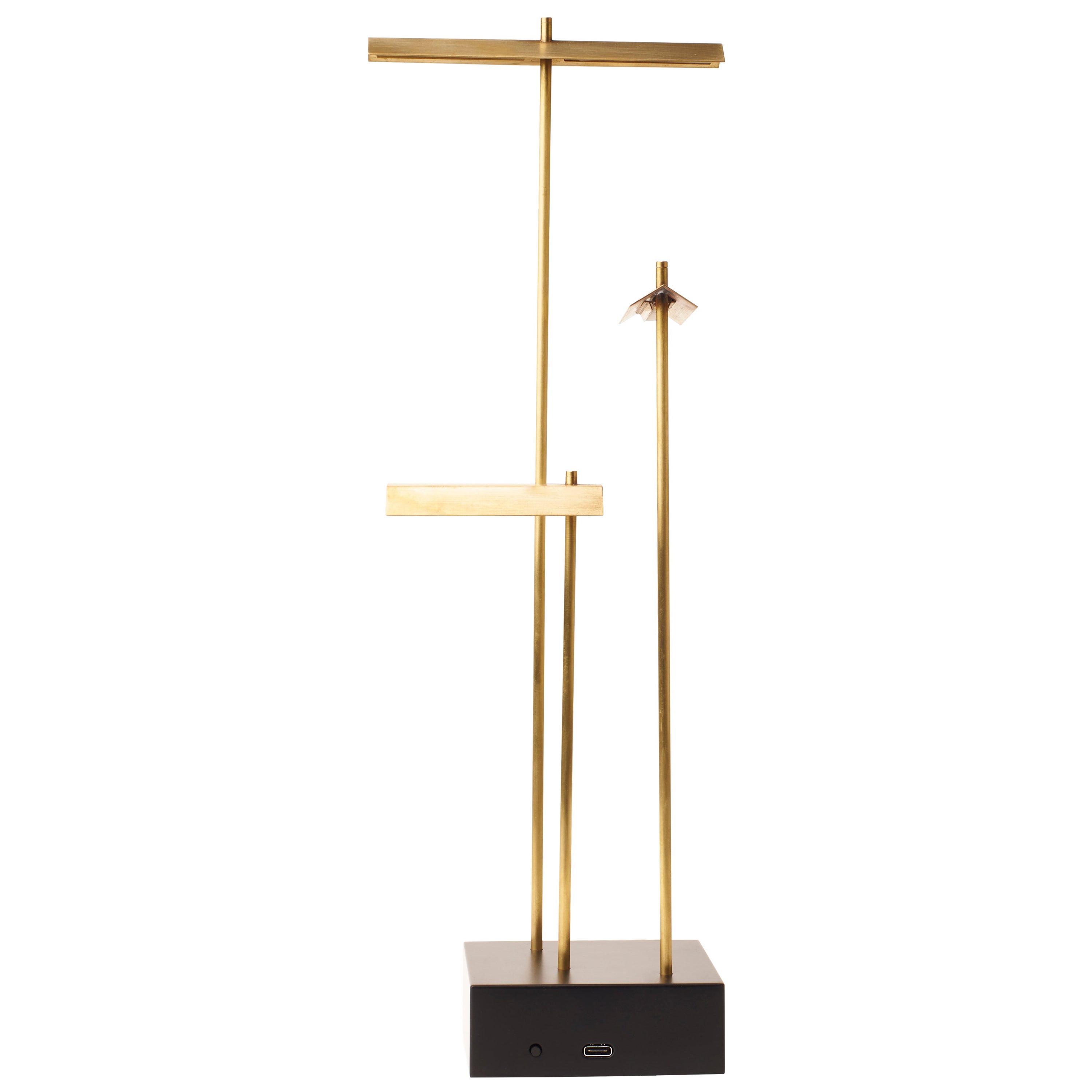 Lampada da tavolo a batteria Knokke di DCW Editions in acciaio e ottone spazzolato Nature