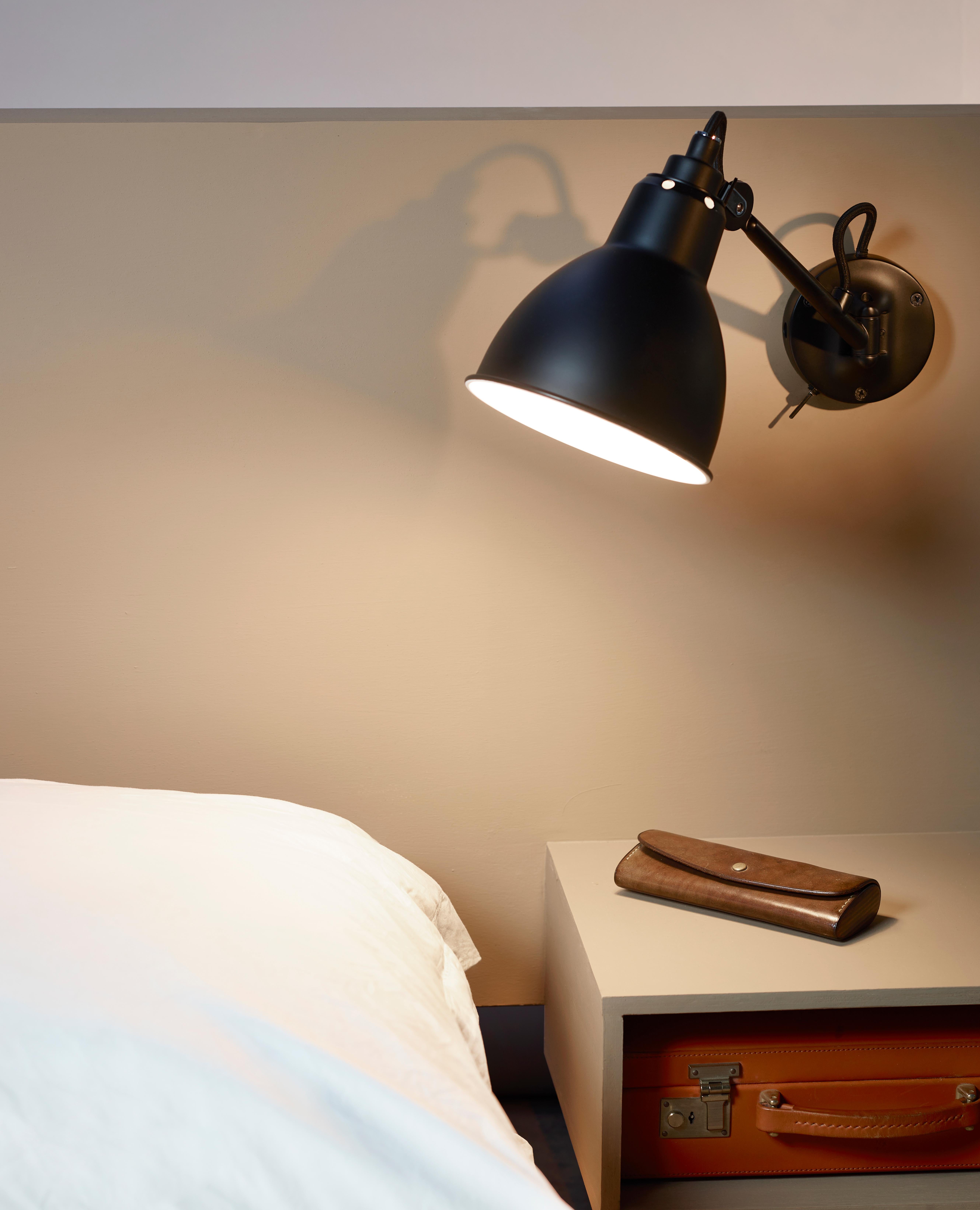 DCW Editions La Lampe Gras N°104 SW Wall Lamp in Black Arm and Brass Shade In New Condition For Sale In Brooklyn, NY