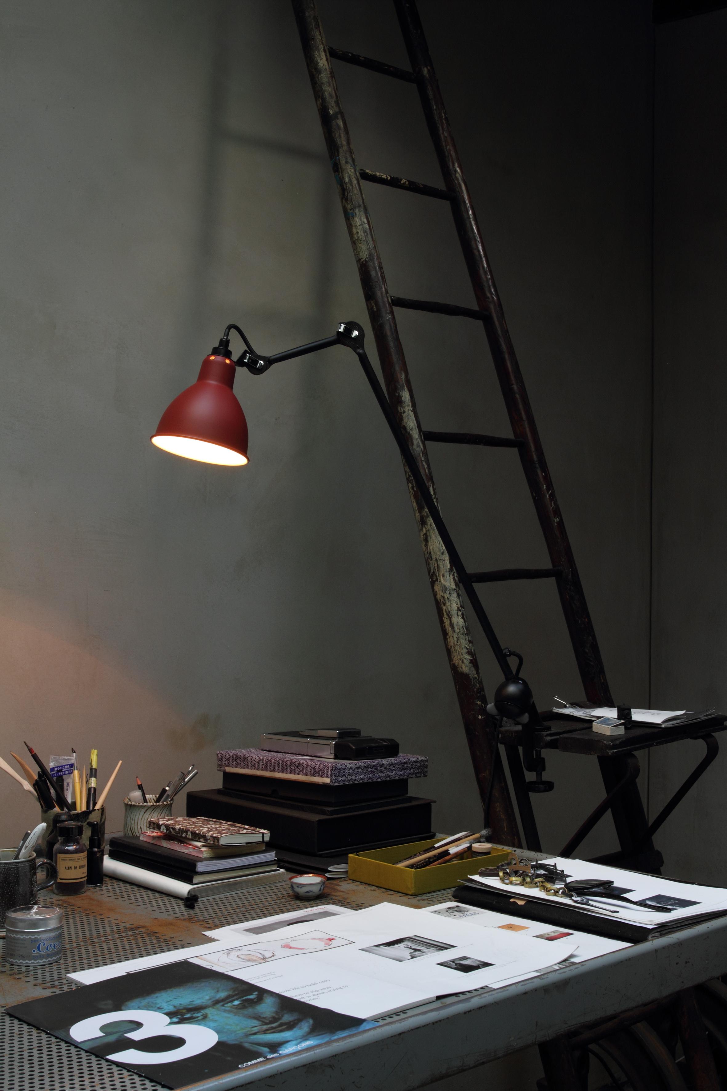 DCW Editions La Lampe Gras N°201 Conic Table Lamp in Black Arm and Brass Shade In New Condition For Sale In Brooklyn, NY