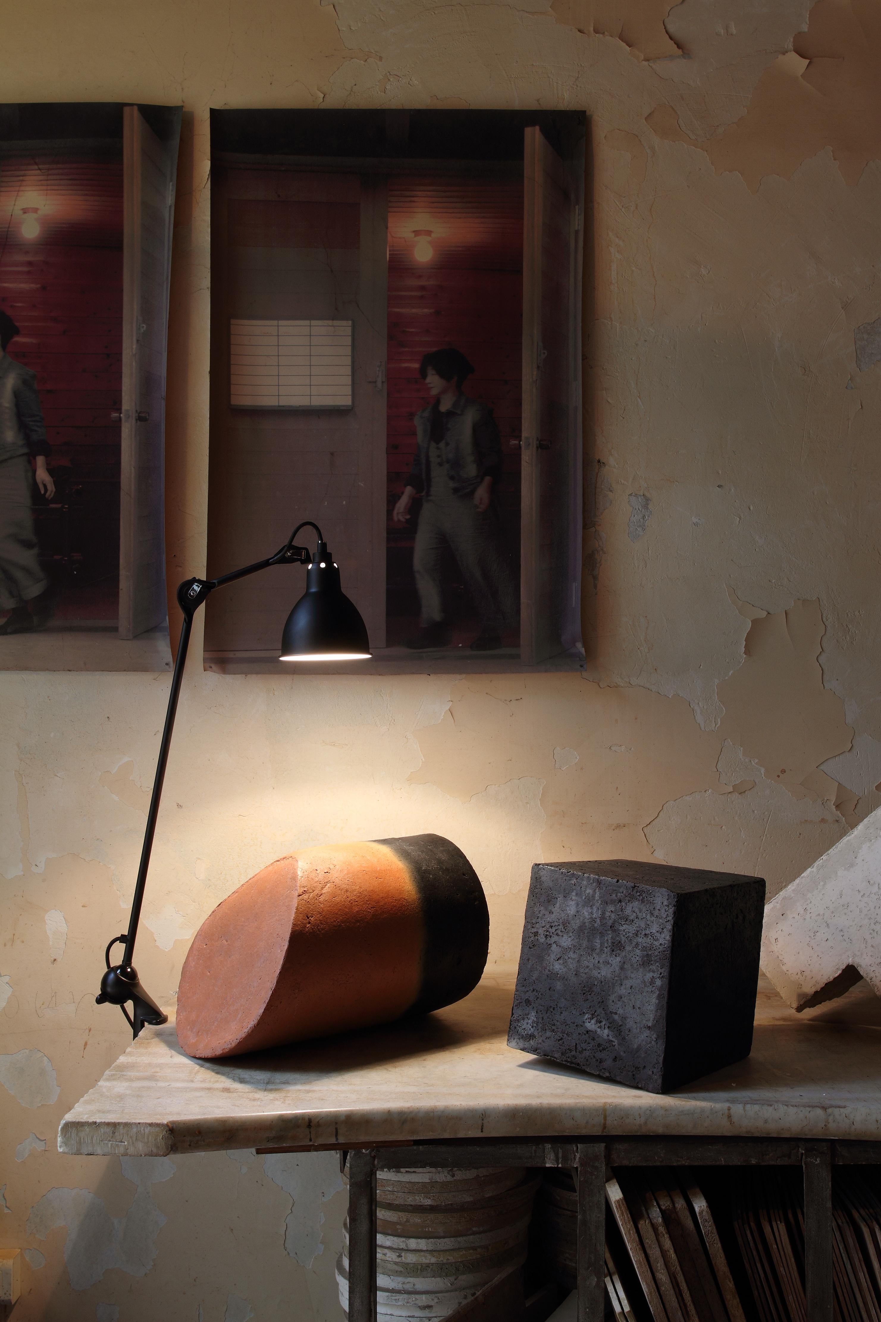 Contemporary DCW Editions La Lampe Gras N°201 Conic Table Lamp in Black Arm and Brass Shade For Sale
