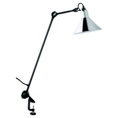 DCW Editions La Lampe Gras N°201 Konische Tischleuchte mit schwarzem Arm und Chromschirm