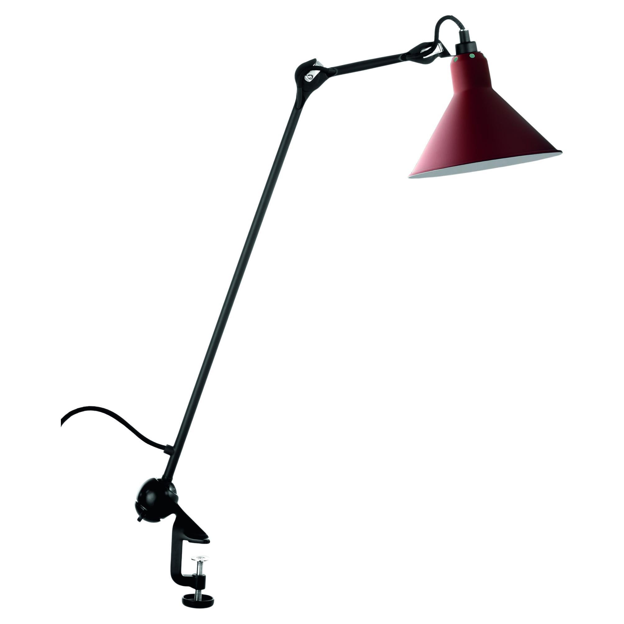 DCW Editions La Lampe Gras N°201 Conic Table Lamp in Black Arm and Red Shade For Sale