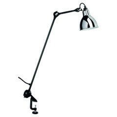 DCW Editions La Lampe Gras N°201 Runde Tischlampe mit schwarzem Arm und verchromtem Schirm