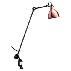 DCW Editions La Lampe Gras N°201 Runde Tischlampe mit schwarzem Arm und kupferfarbenem Schirm