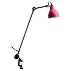 DCW Editions La Lampe Gras N°201 Lampe à poser ronde à bras noir et abat-jour rouge