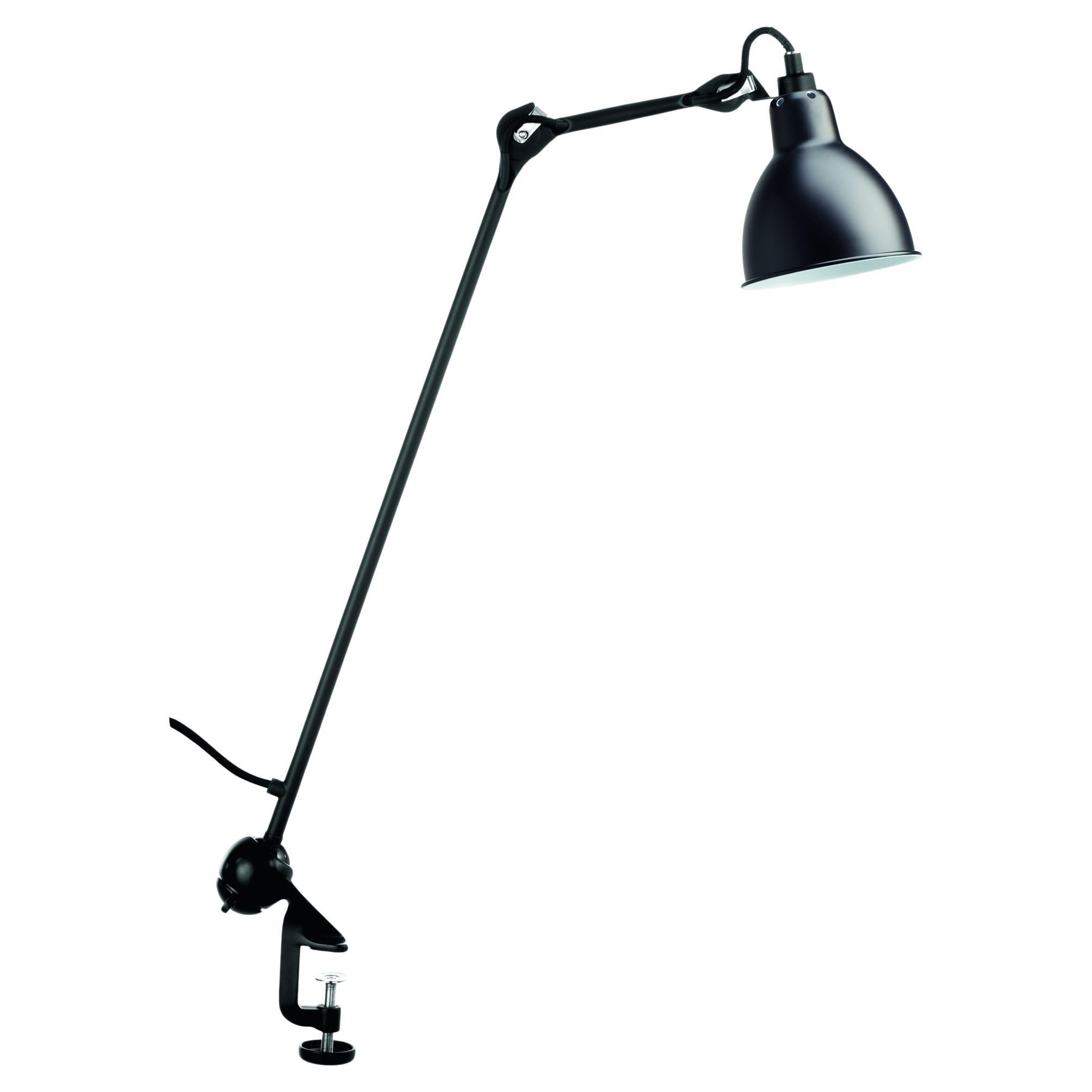 DCW Editions La Lampe Gras N°201 Round Table Lamp in Black Arm and Shade For Sale