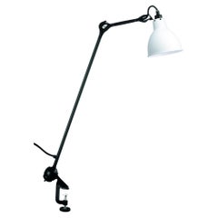 DCW Editions La Lampe Gras N°201 Runde Tischlampe mit schwarzem Arm und weißem Lampenschirm
