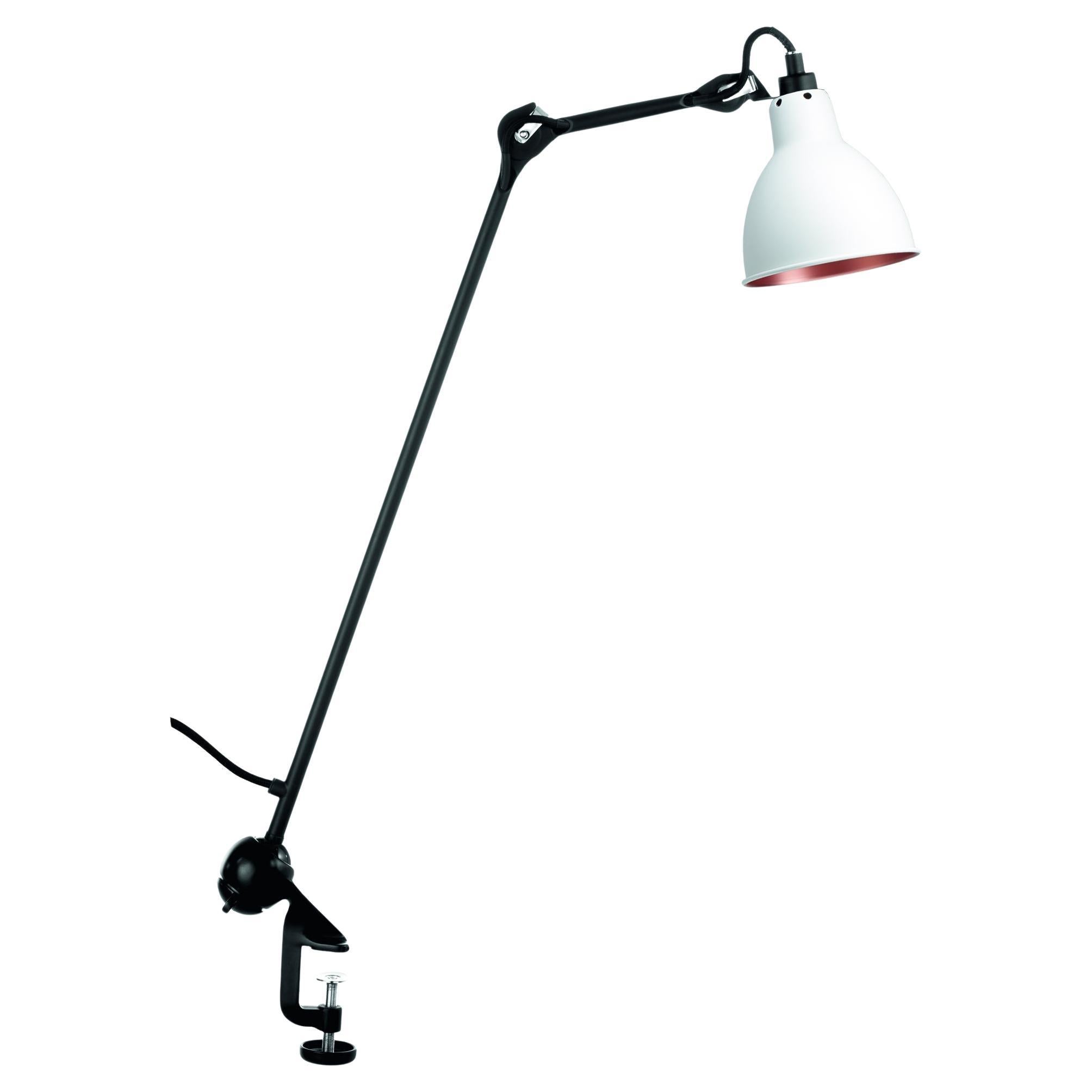 DCW Editions La Lampe Gras N°201 Runde Tischlampe mit schwarzem und weißem Kupferschirm