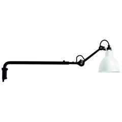 DCW Editions La Lampe Gras N°203 Lámpara de pared con brazo de acero negro y pantalla blanca