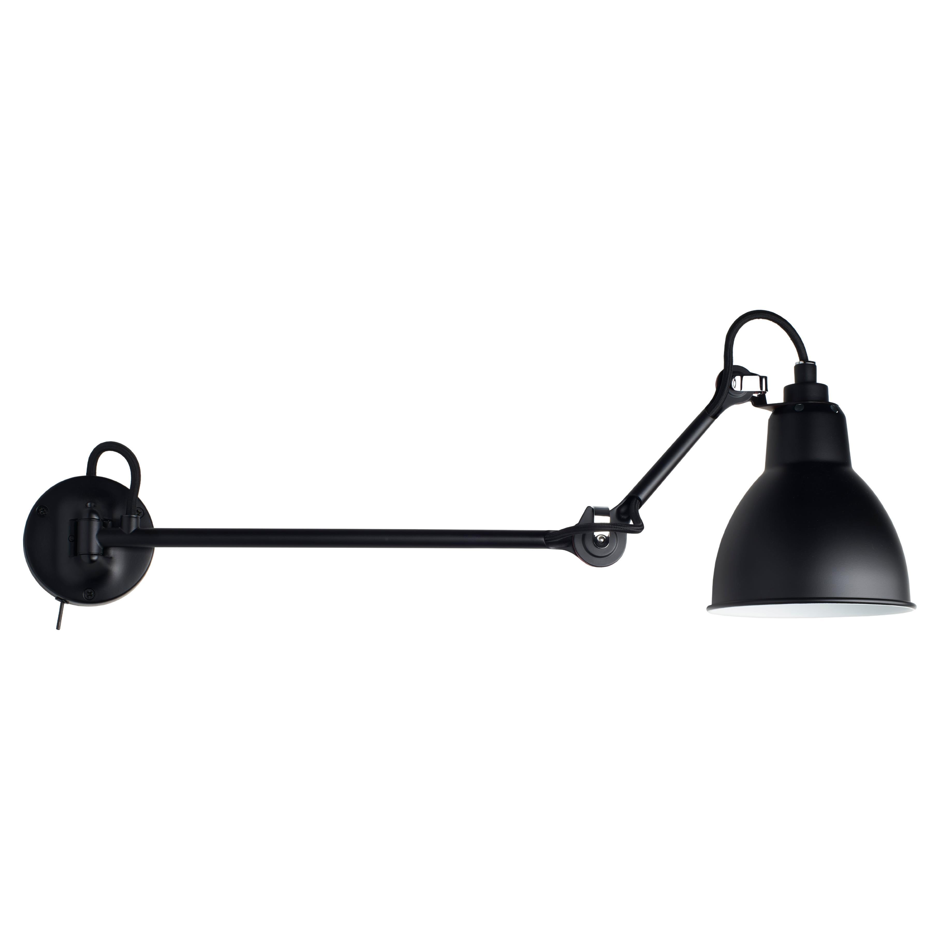 DCW Editions La Lampe Gras N°204 L40 SW Wall Lamp in Black Arm & Black Shade For Sale