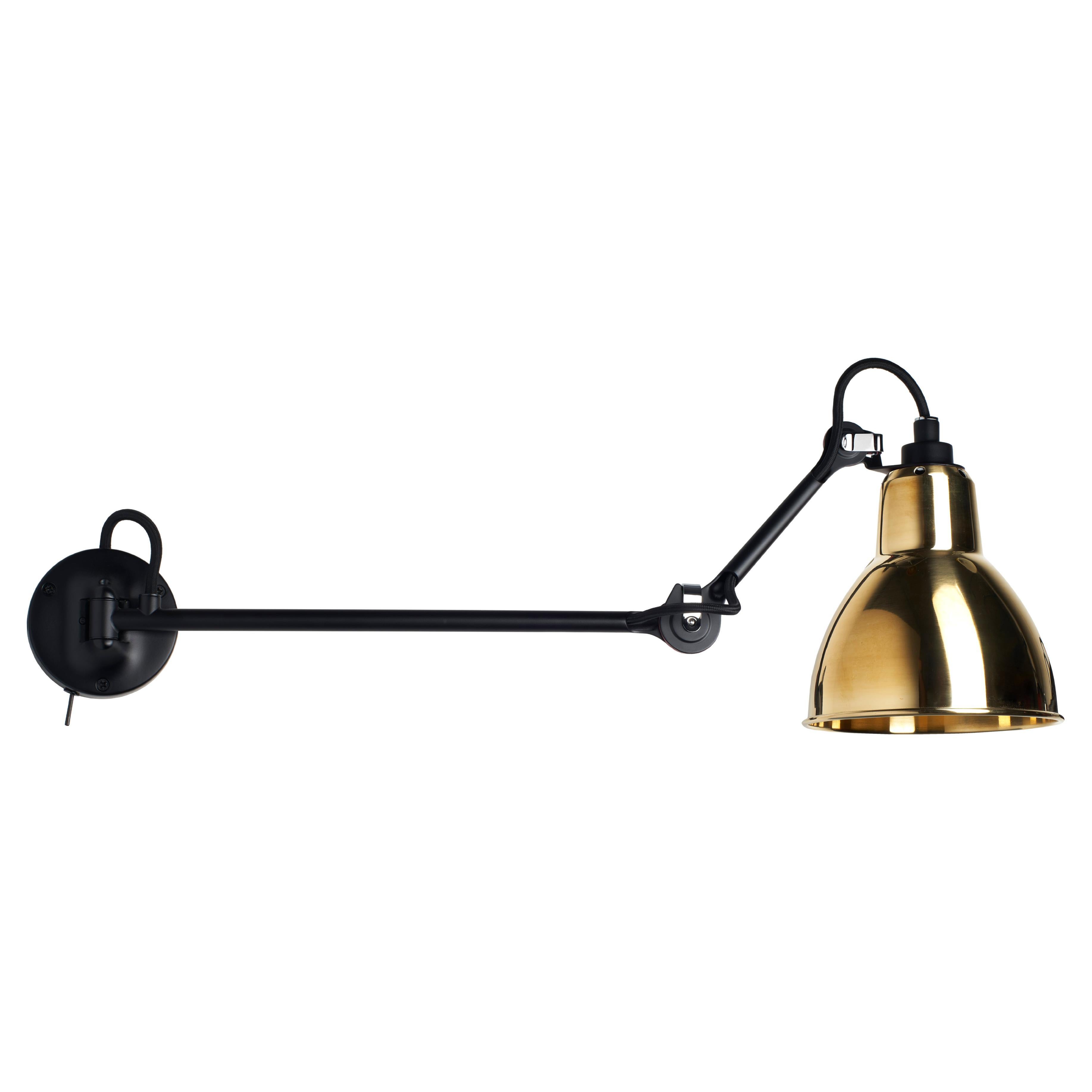 DCW Editions La Lampe Gras N°204 L40 SW Wall Lamp in Black Arm & Brass Shade For Sale