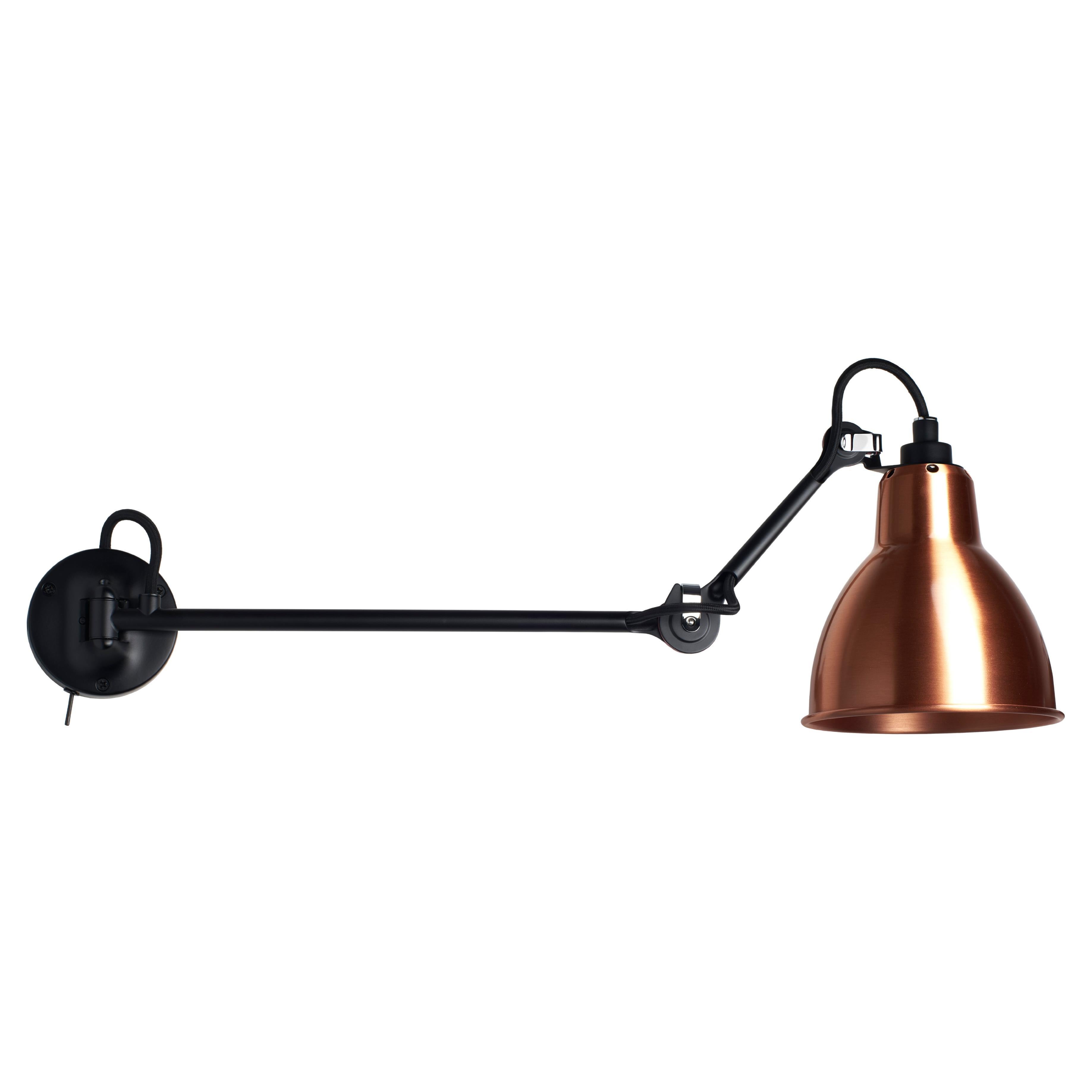DCW Editions La Lampe Gras N°204 L40 SW Wall Lamp in Black Arm & Copper Shade For Sale