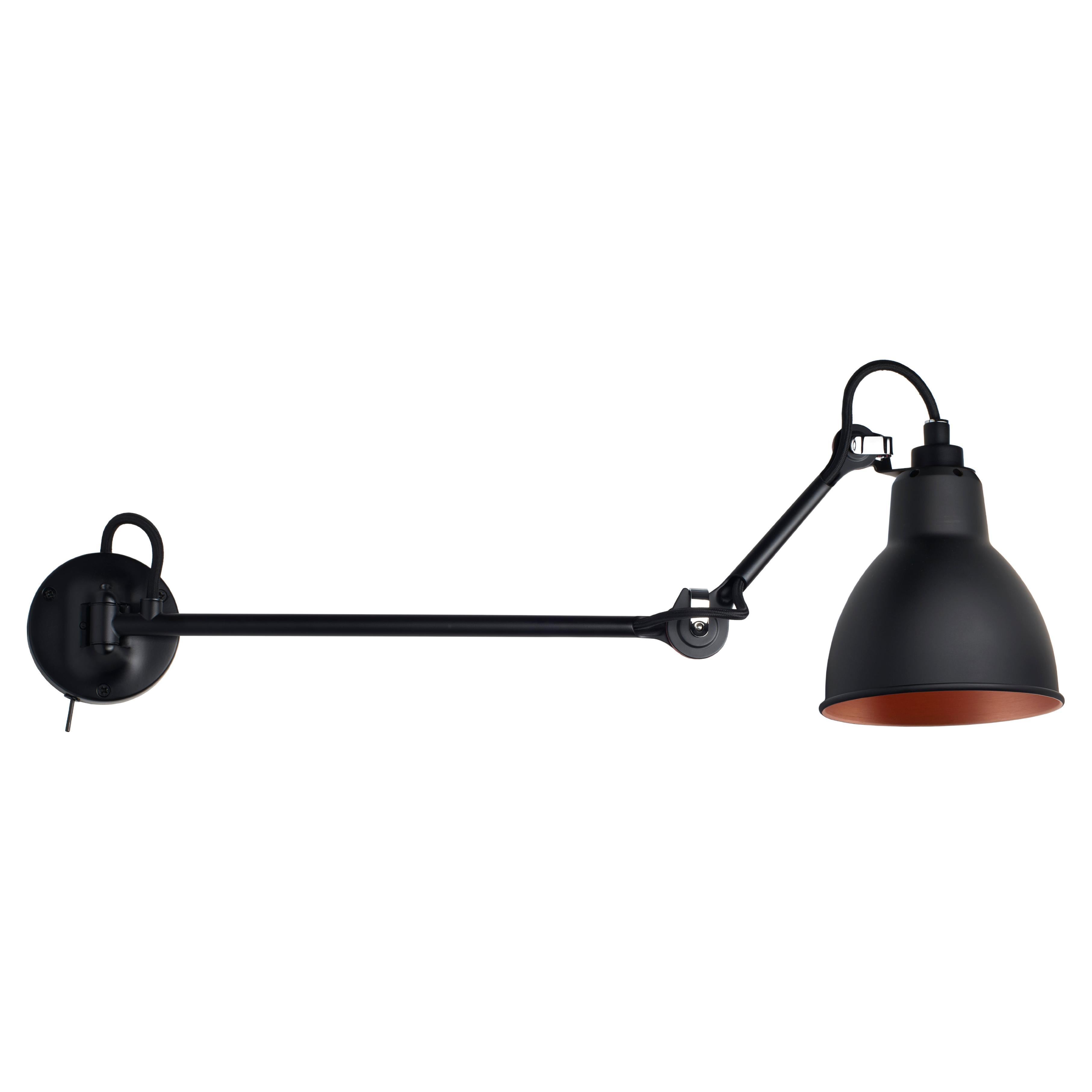 DCW Editions La Lampe Gras N°204 L40 SW Wall Lamp in Black & Black Copper Shade For Sale