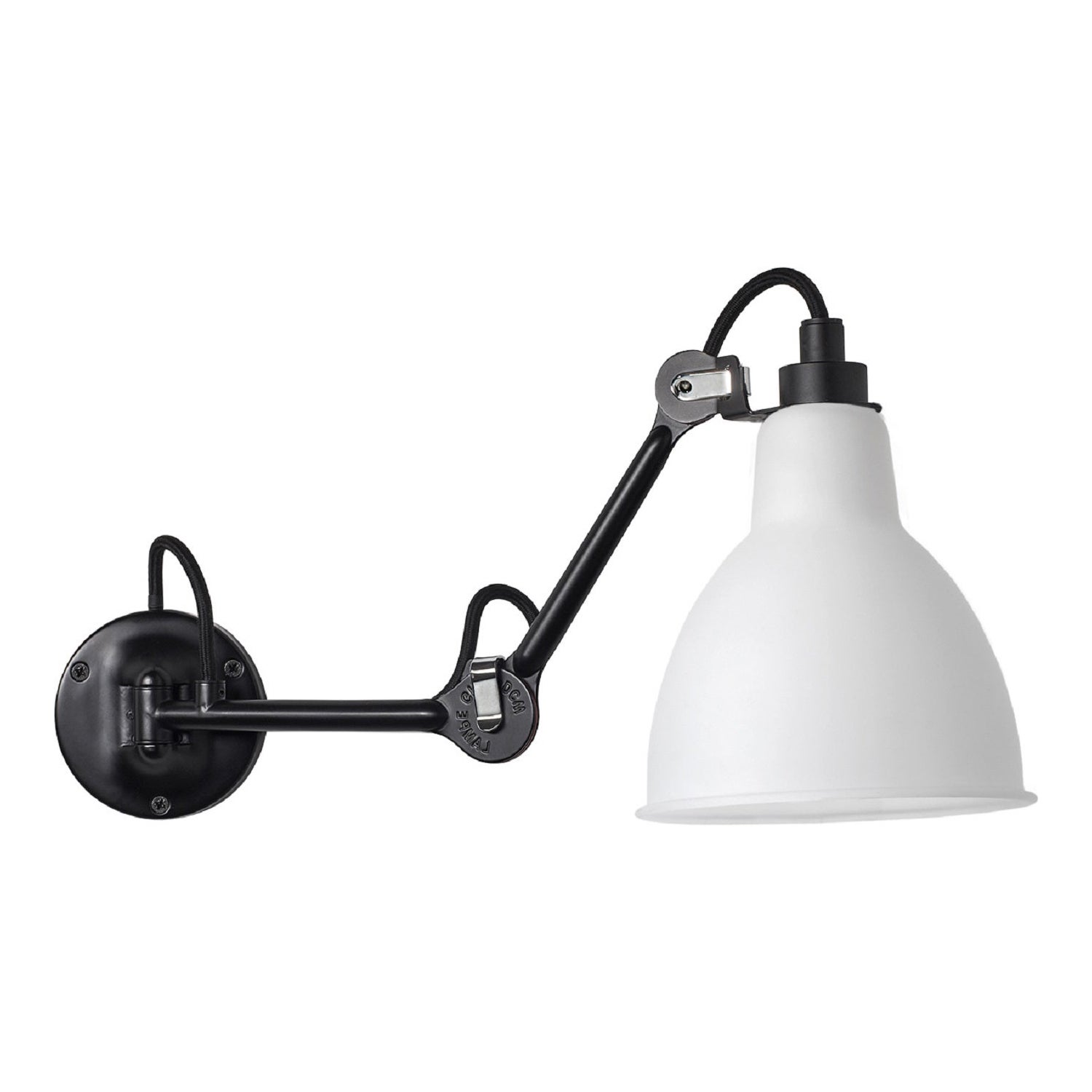 DCW Editions La Lampe Gras N°204 Lámpara de pared con brazo negro y pantalla de policarbonato